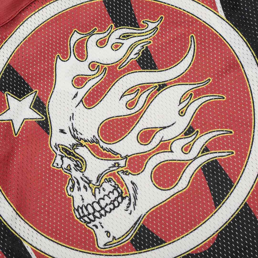 Hellstar Flame Skull Jersey Longsleeve Red - DesignerGu