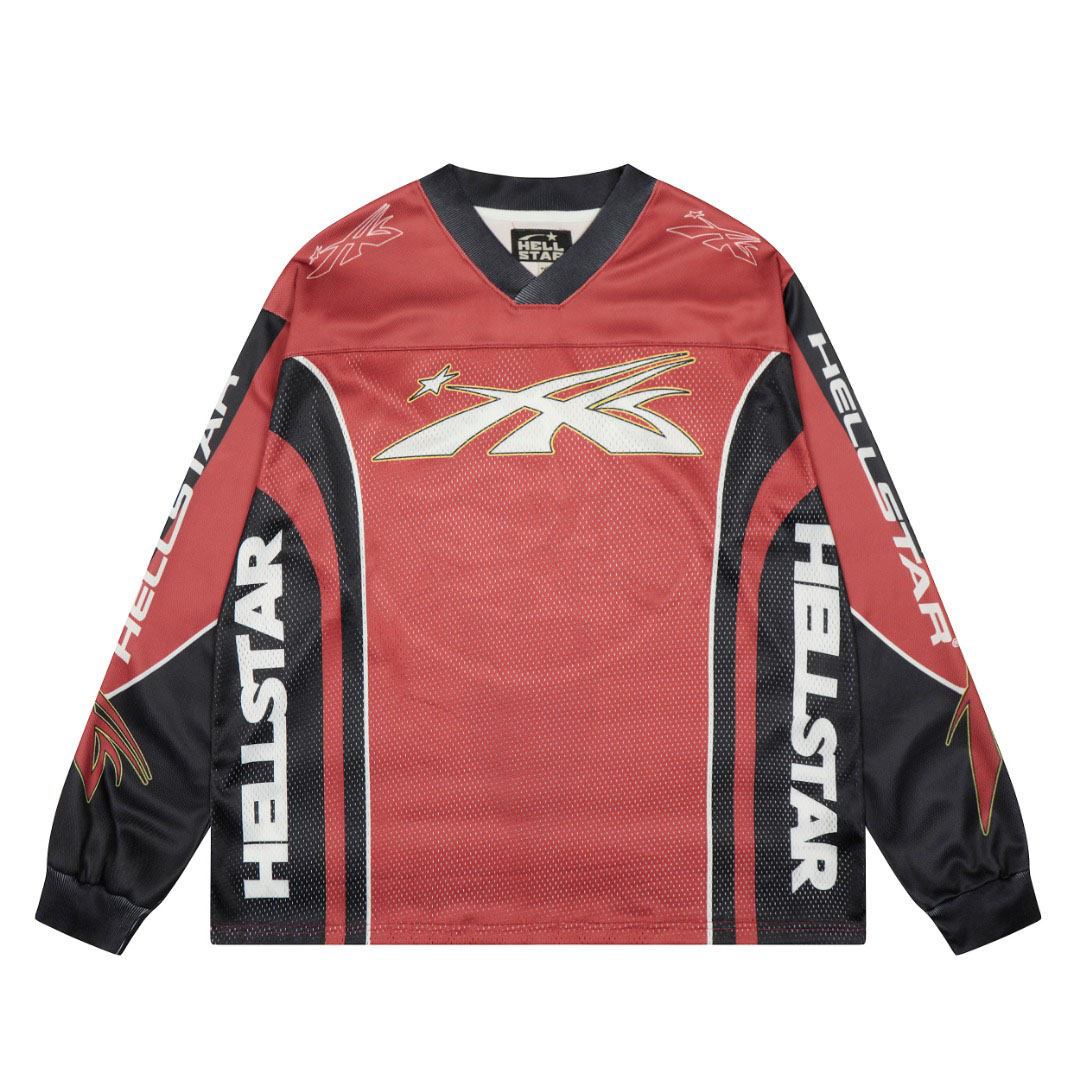 Hellstar Flame Skull Jersey Longsleeve Red - DesignerGu