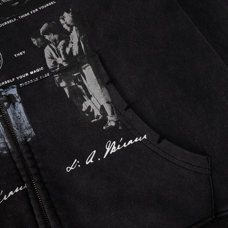 Enfants Riches Déprimés Djagilve's Grave Distressed Printed Cotton-Jersey Zip-Up Hoodie - Black - DesignerGu