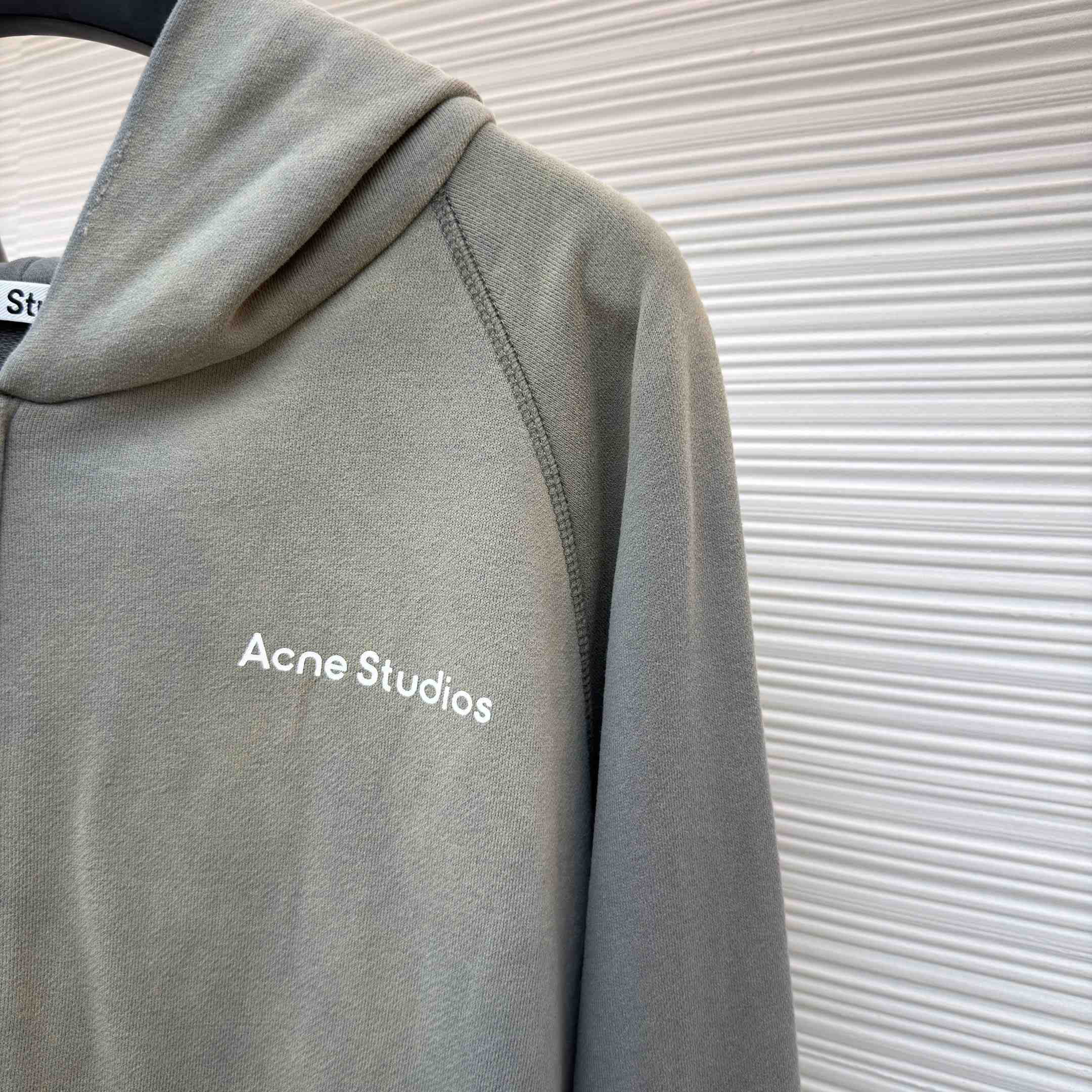 Acne Studios  Fupiter Logo-Print Embroidered Cotton-Jersey Hoodie - Gray - DesignerGu
