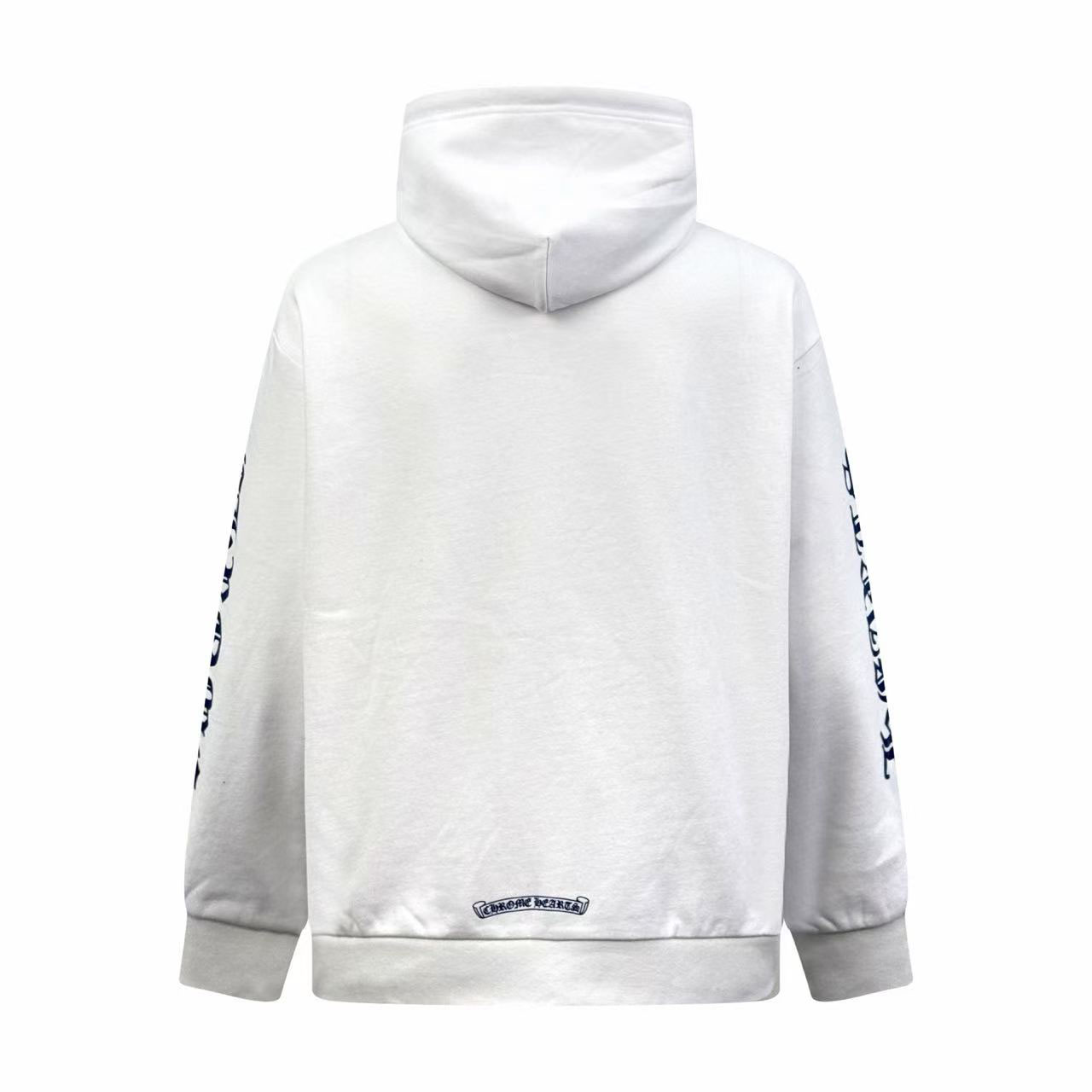 Chrome Hearts Blue Scroll Label White Zip Up Hoodie - DesignerGu