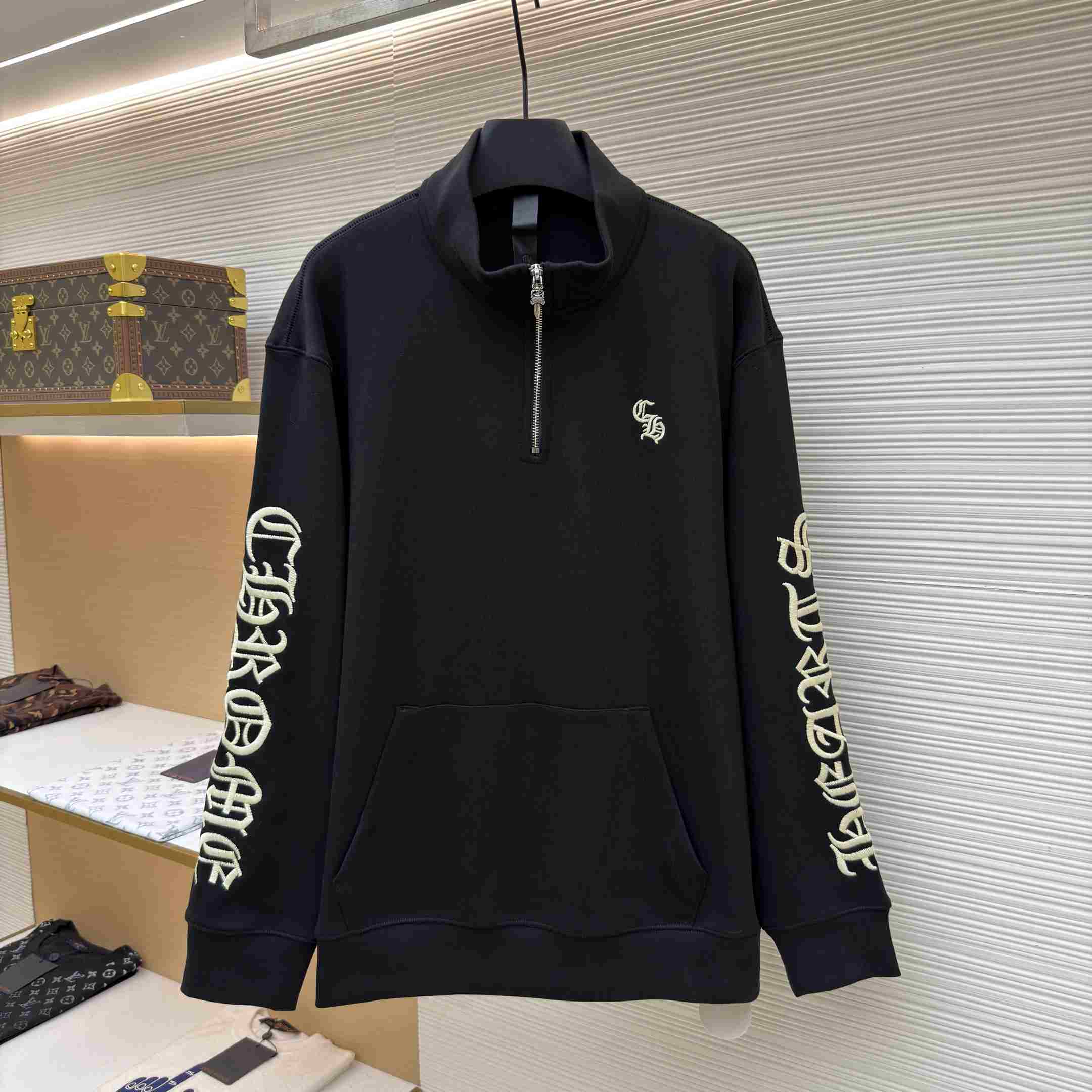 Chrome Hearts Embroidered Quarter-Zip Sweatshirt - DesignerGu