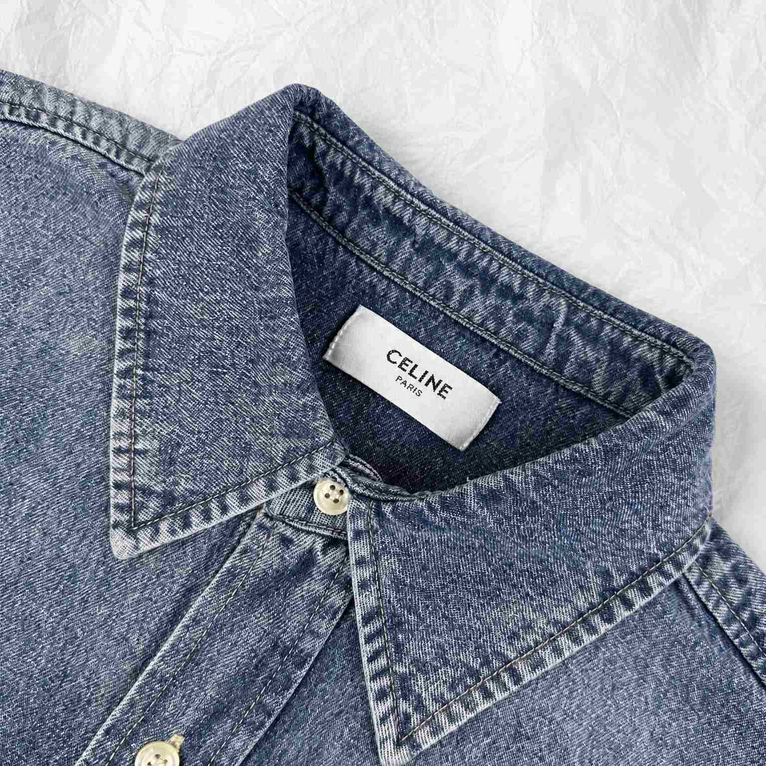Celine Shirt In Cotton Denim  - DesignerGu