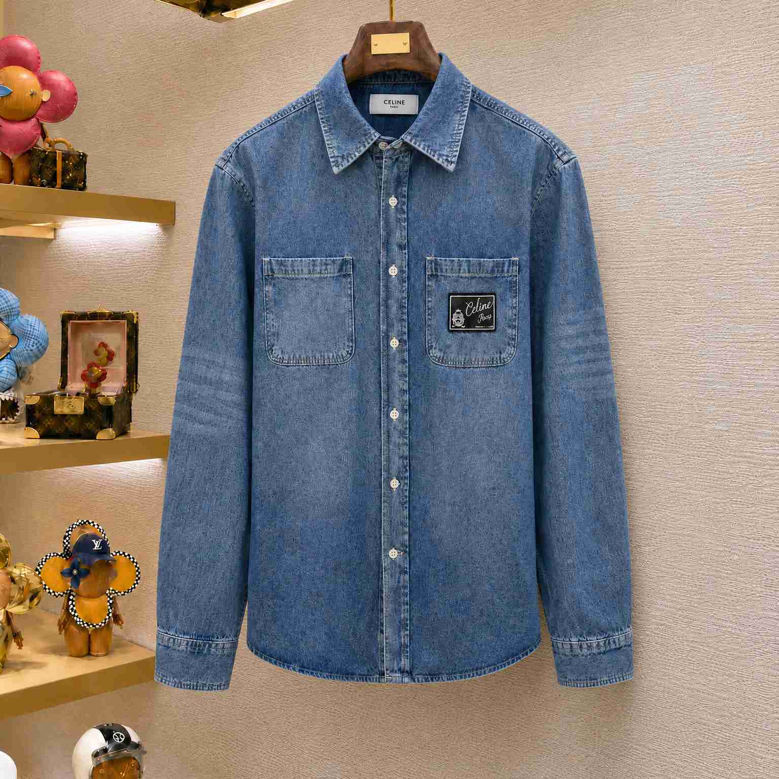 Celine Shirt In Cotton Denim  - DesignerGu