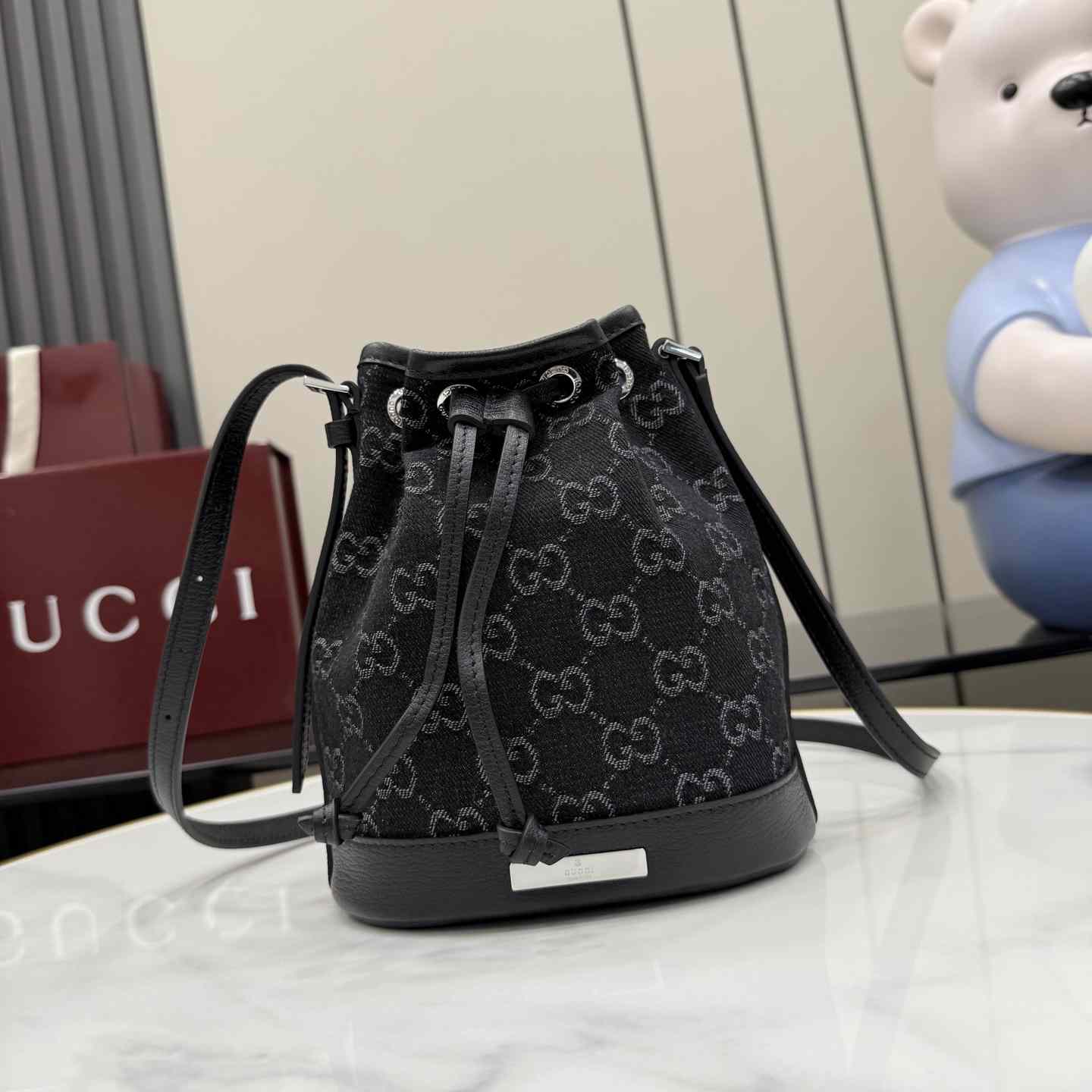 Gucci Mini Bucket Bag With Gucci Plaque 875802 - DesignerGu