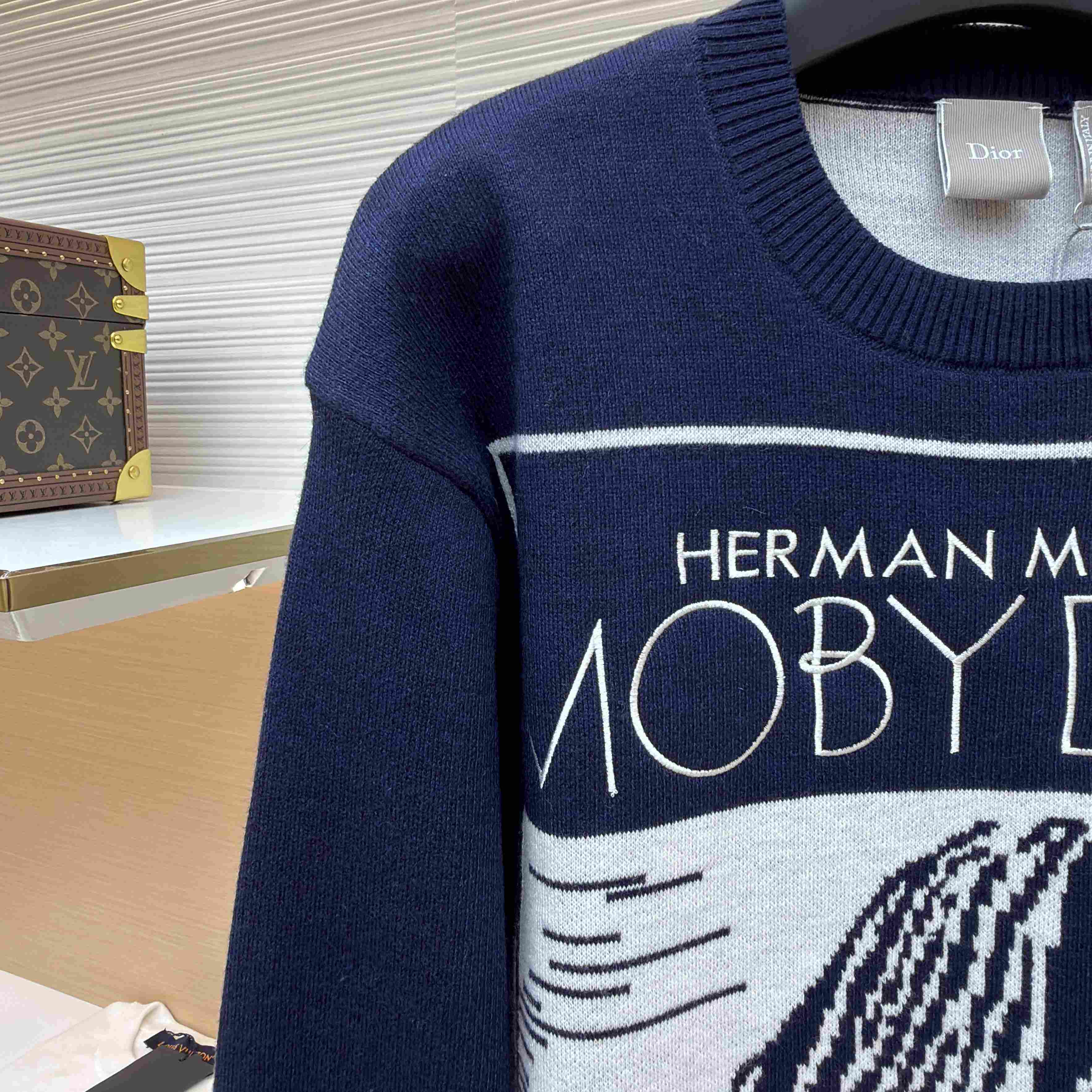 Dior Sweater with Book Cover Embroidery and Intarsia, Regular Fit - DesignerGu