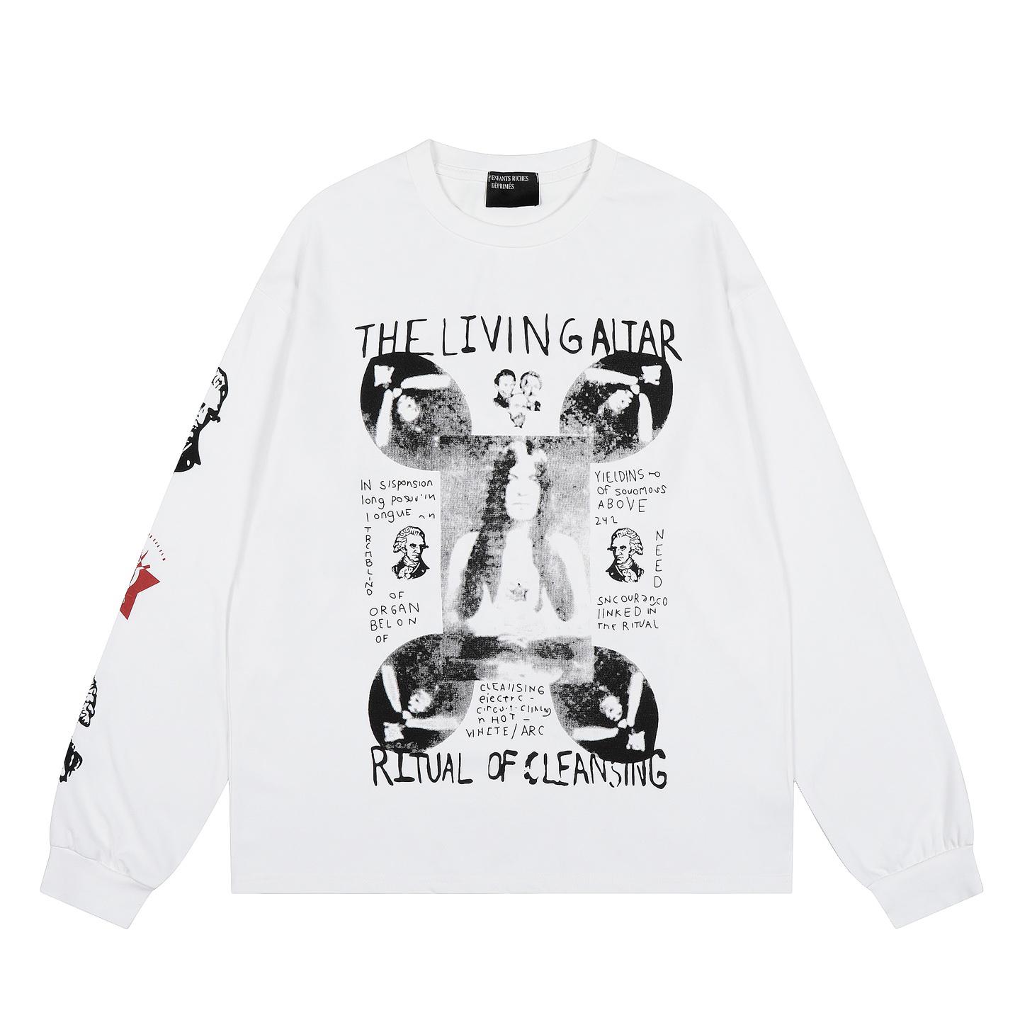 Enfants Riches Déprimés Living Altar Long-Sleeve T-Shirt 'Faded White' - DesignerGu