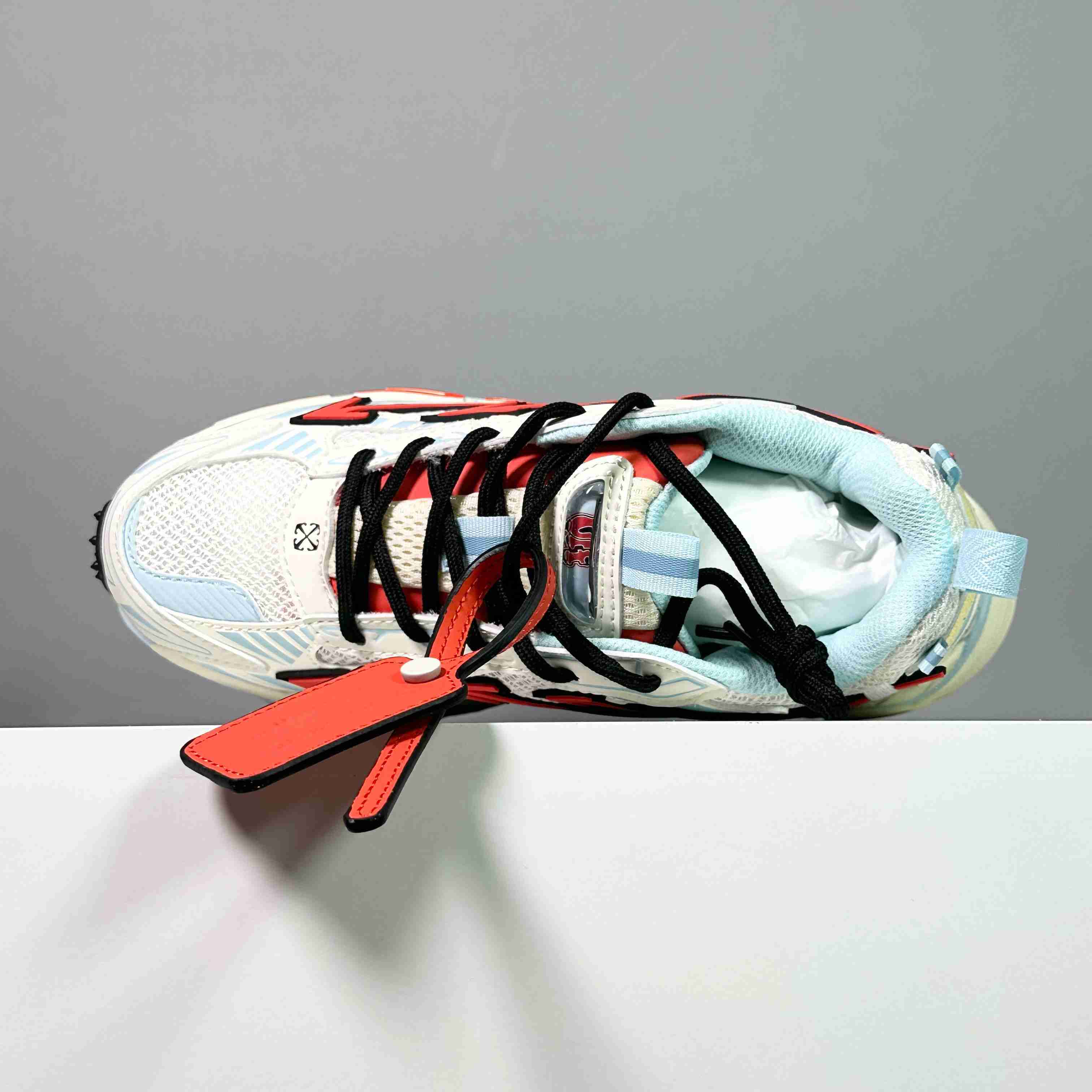 Off-White White & Blue 'Be Right Back' Mesh Sneakers - DesignerGu