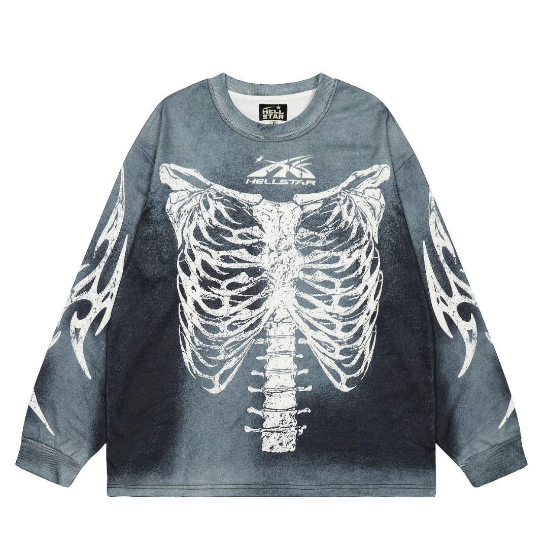 Hellstar Skeleton Longsleeve Grey - DesignerGu