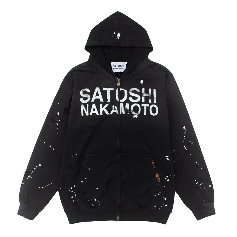 Satoshi Nakamoto Luke Distressed Effect Hoodie - DesignerGu