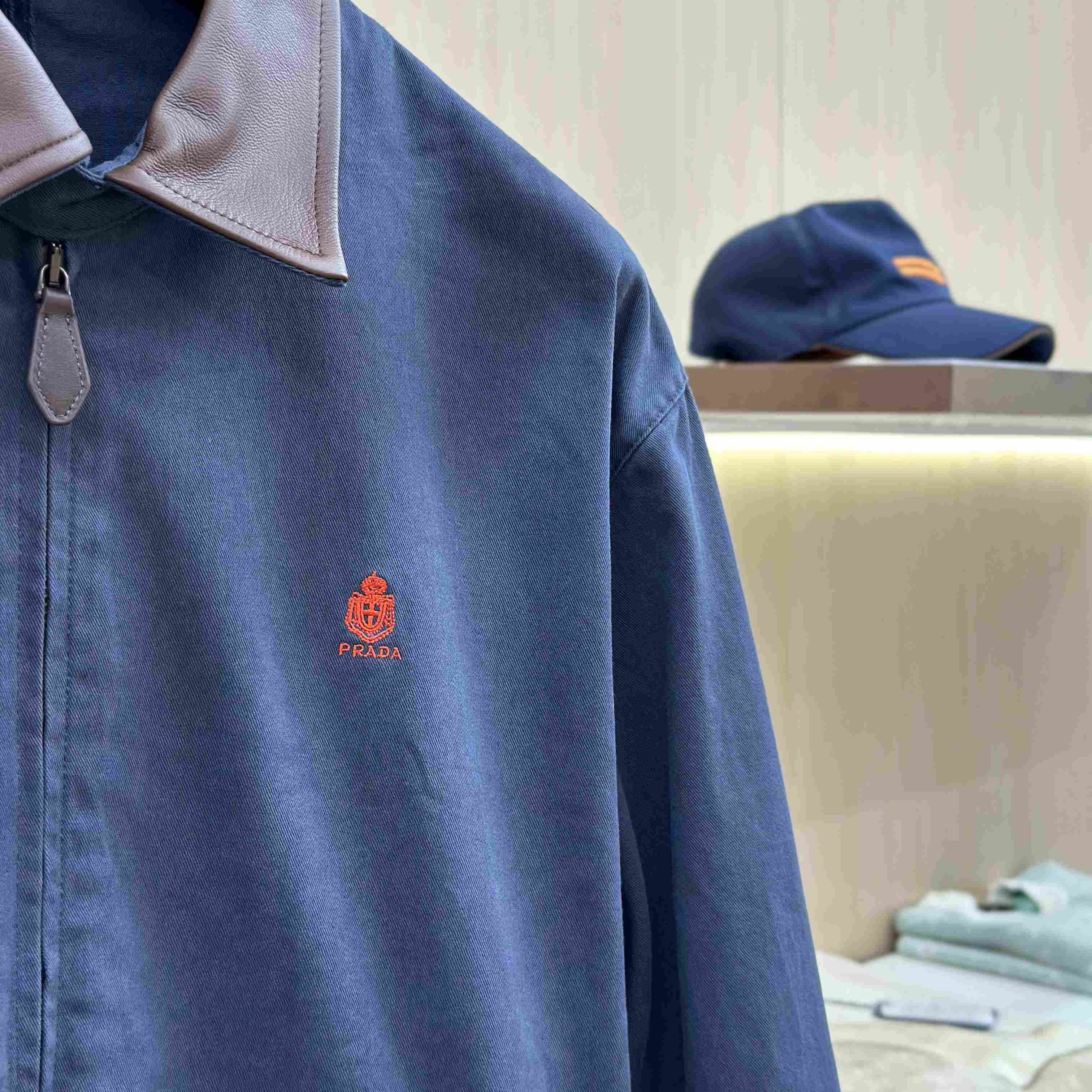 Prada Cotton Jacket With Leather Details - DesignerGu