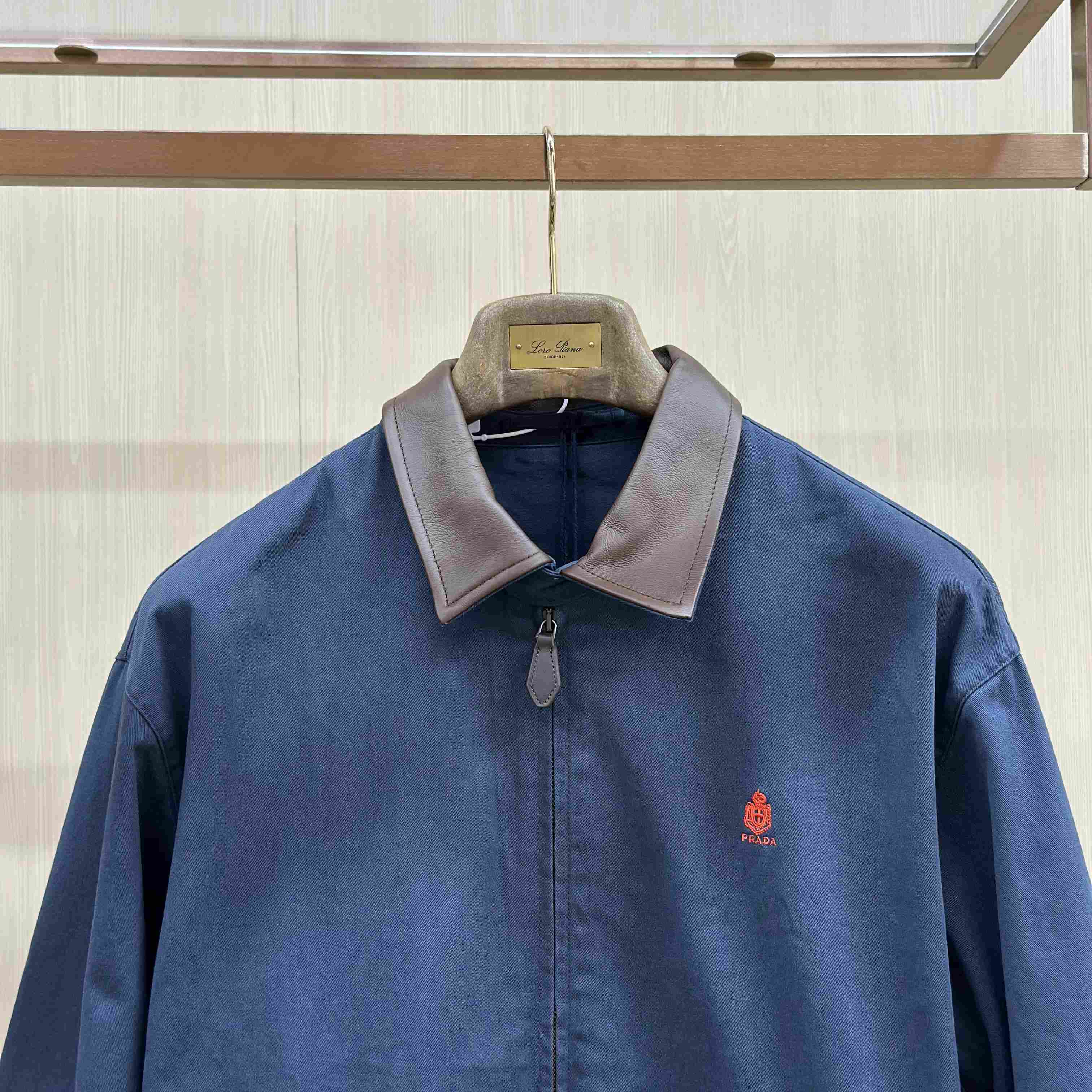 Prada Cotton Jacket With Leather Details - DesignerGu