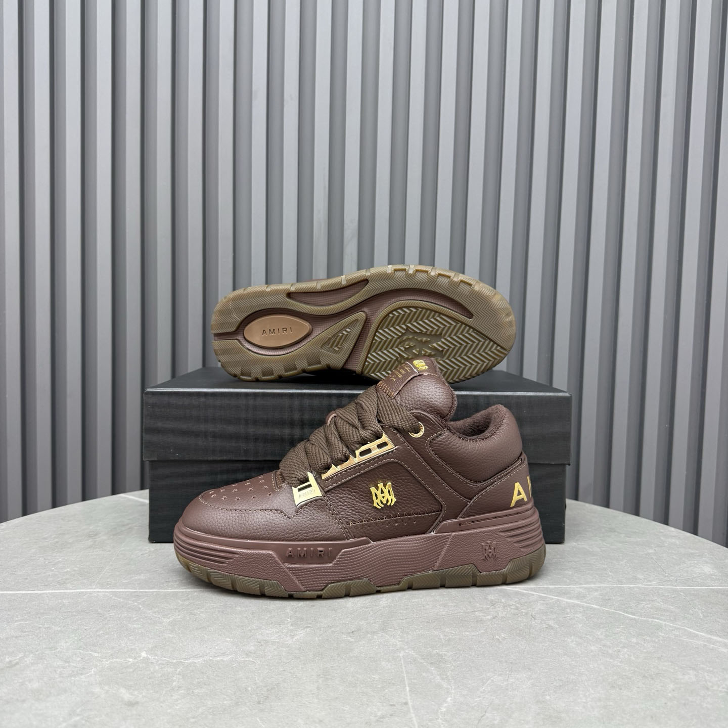 Amiri  Brown Metallic MA-1 Sneakers - DesignerGu