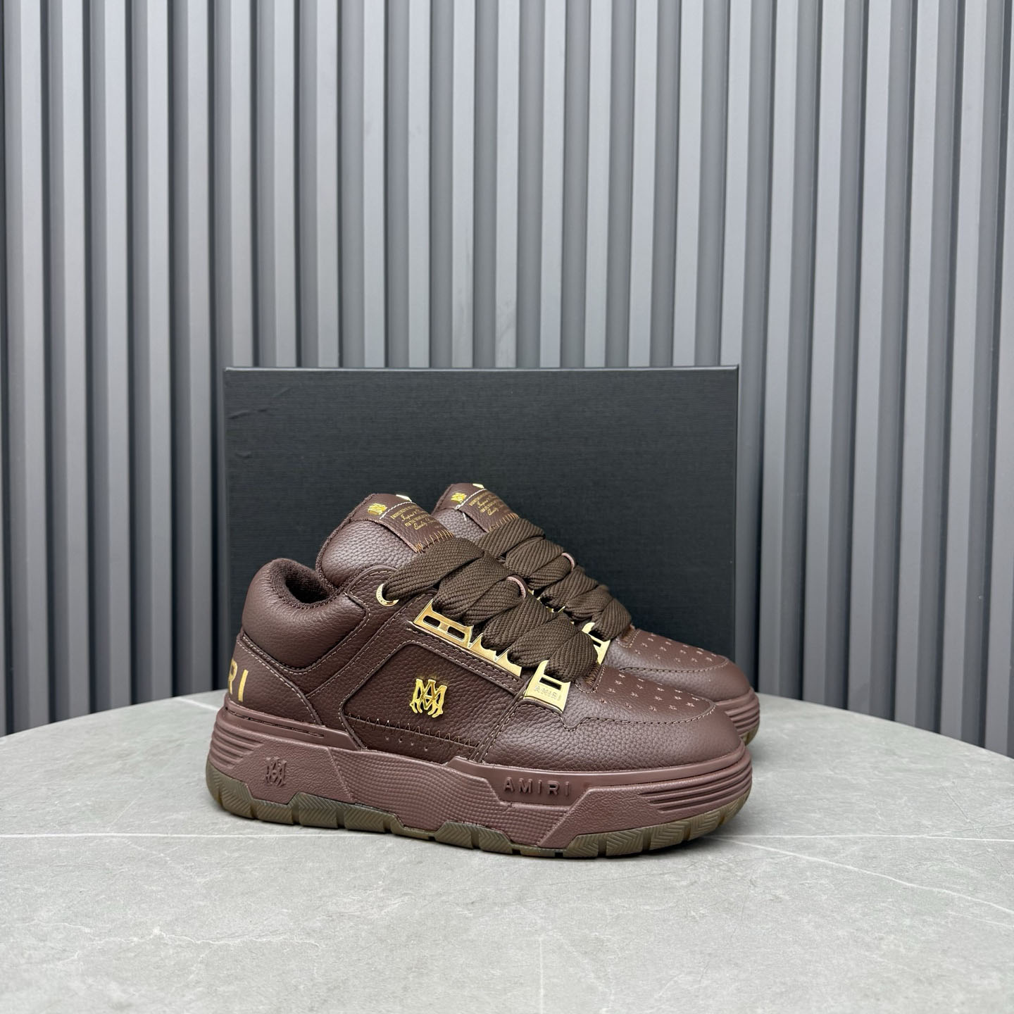 Amiri  Brown Metallic MA-1 Sneakers - DesignerGu