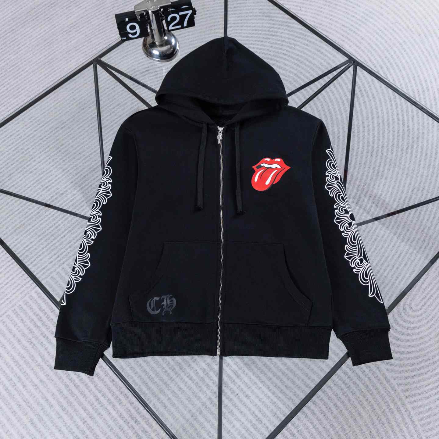 Chrome Hearts Rolling Stones Horseshoe Logo Zip Up Hoodie - DesignerGu