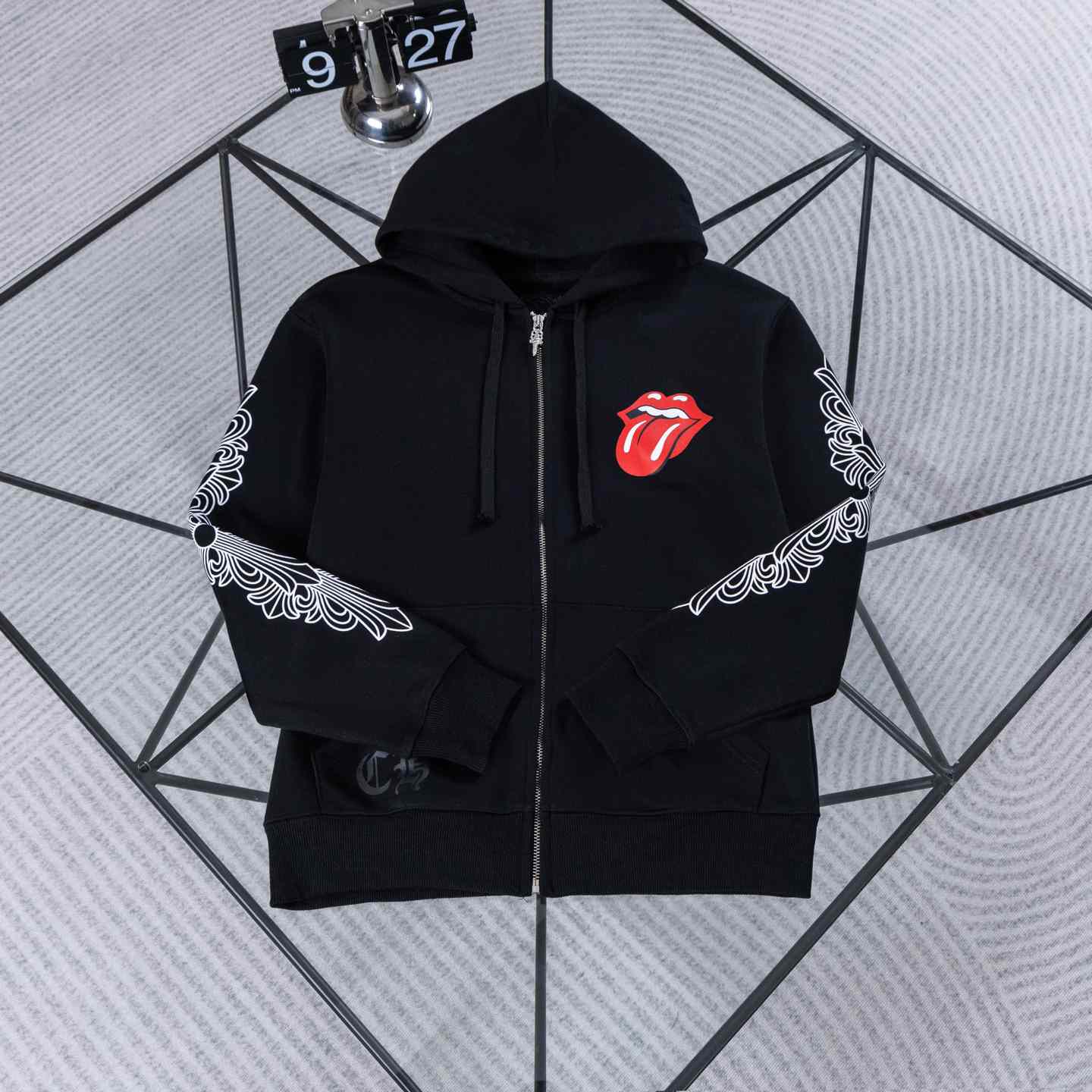Chrome Hearts Rolling Stones Horseshoe Logo Zip Up Hoodie - DesignerGu