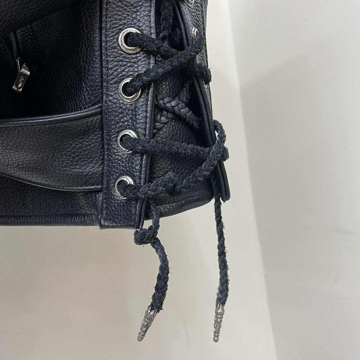 Chrome Hearts Leather Belted Biker Jacket - DesignerGu