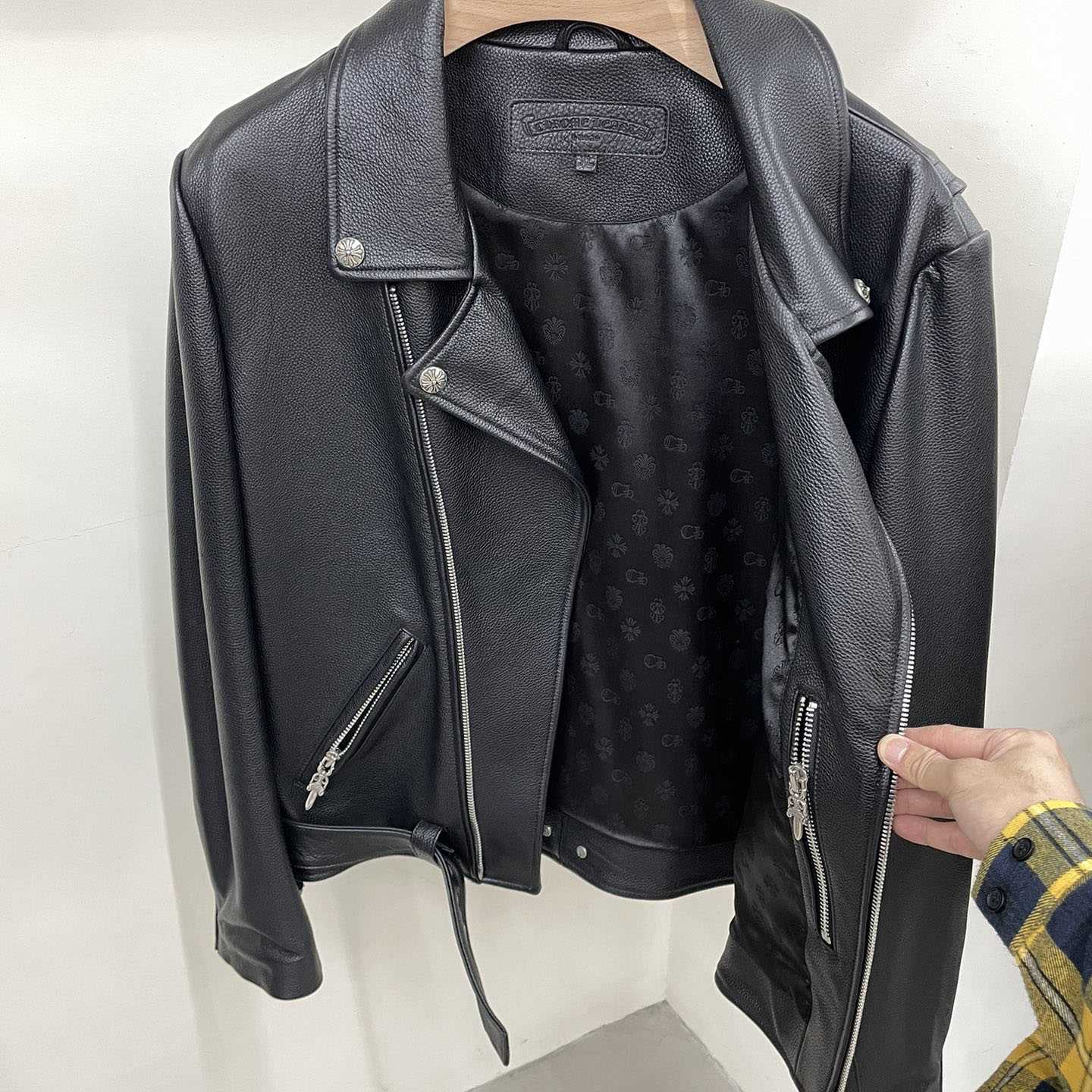 Chrome Hearts Leather Belted Biker Jacket - DesignerGu