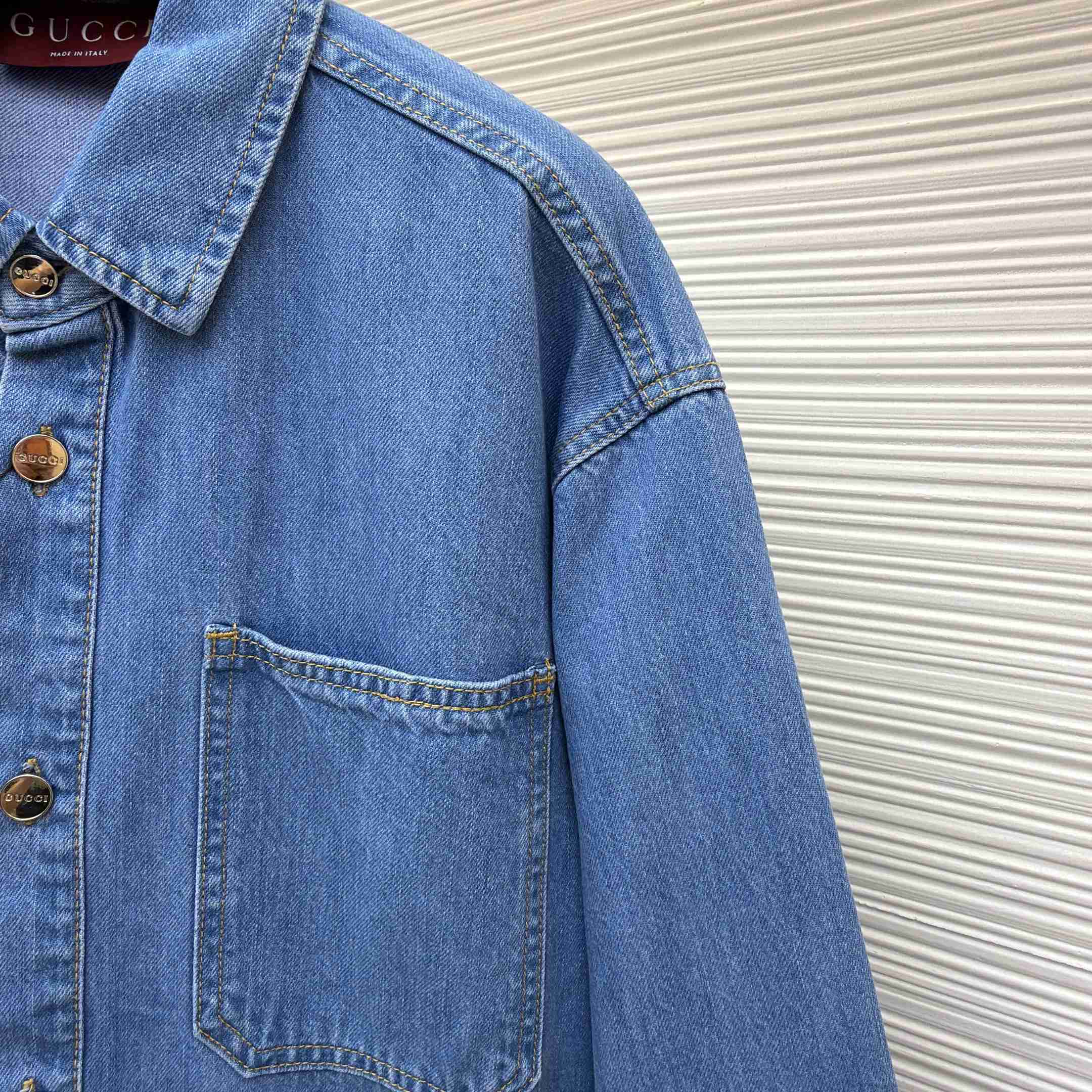 Gucci  Patch-Pockets Denim Shirt - DesignerGu