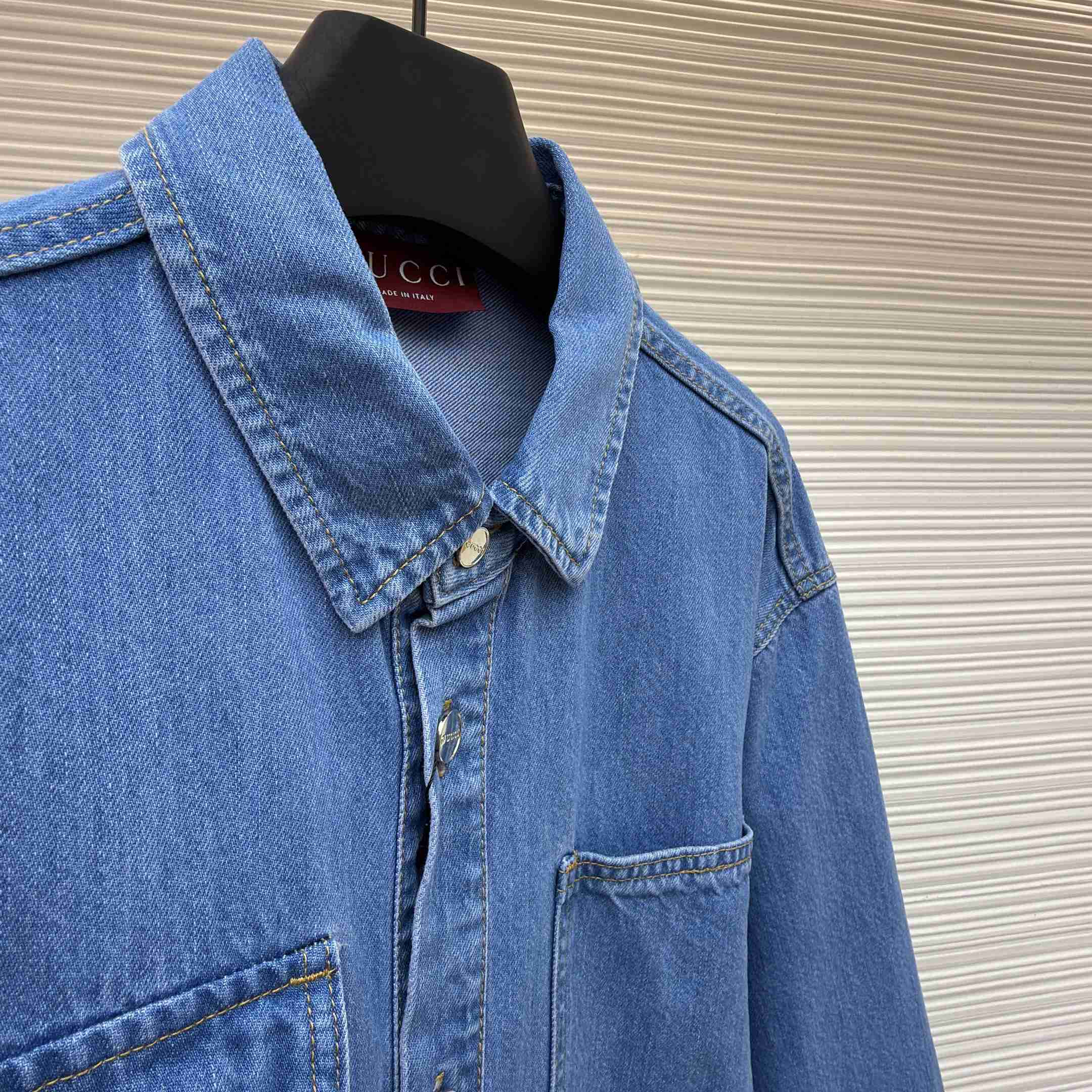 Gucci  Patch-Pockets Denim Shirt - DesignerGu