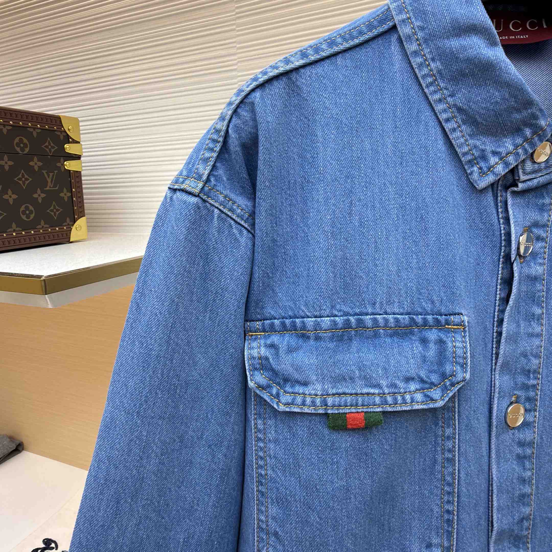 Gucci  Patch-Pockets Denim Shirt - DesignerGu