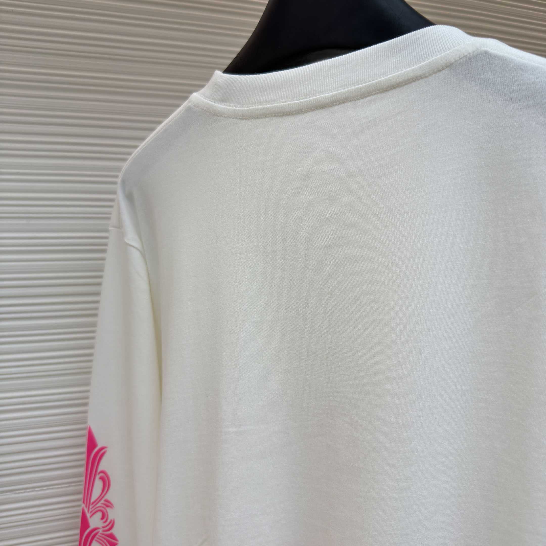 Chrome Hearts  Pink Horseshoe White Long Sleeve Tee - DesignerGu