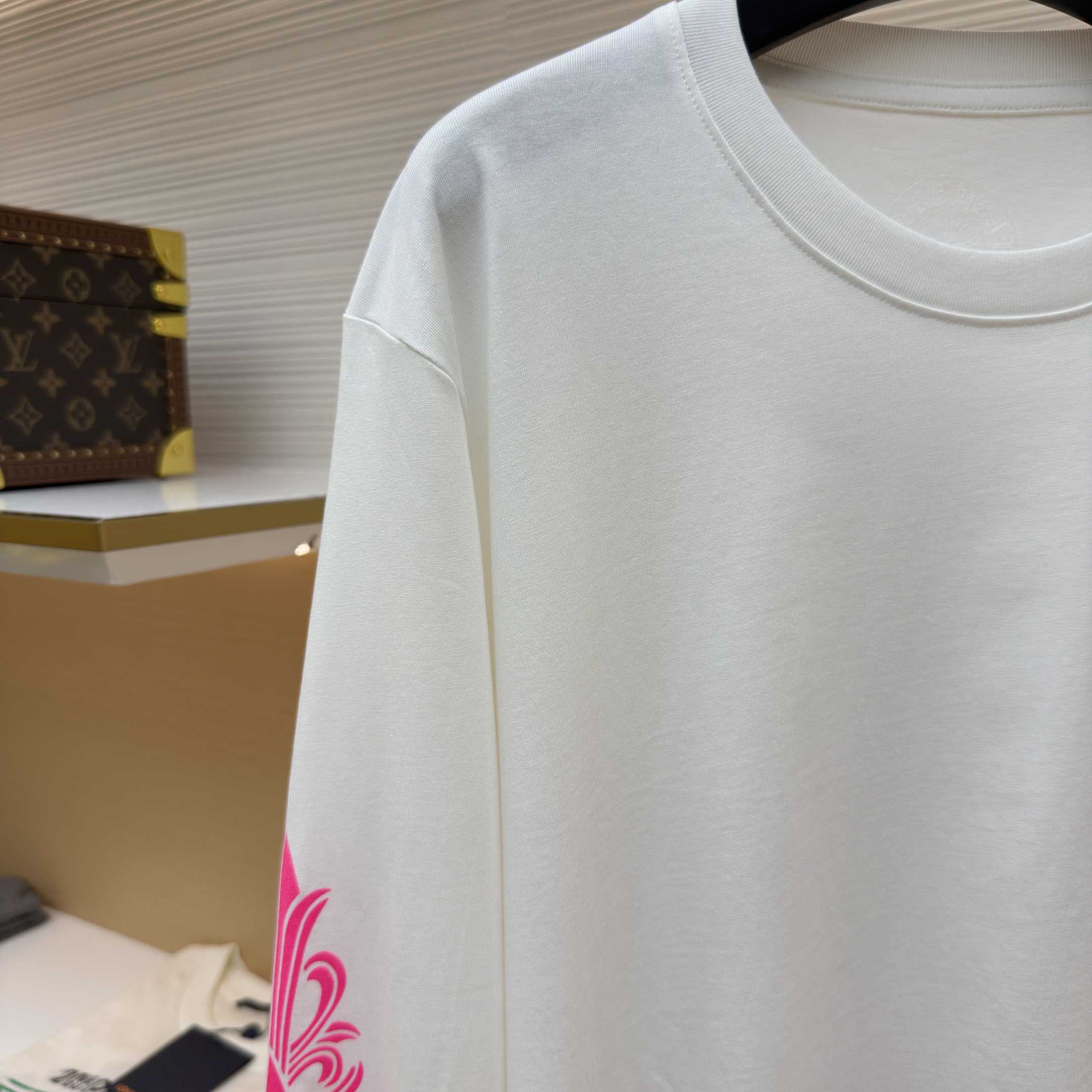 Chrome Hearts  Pink Horseshoe White Long Sleeve Tee - DesignerGu