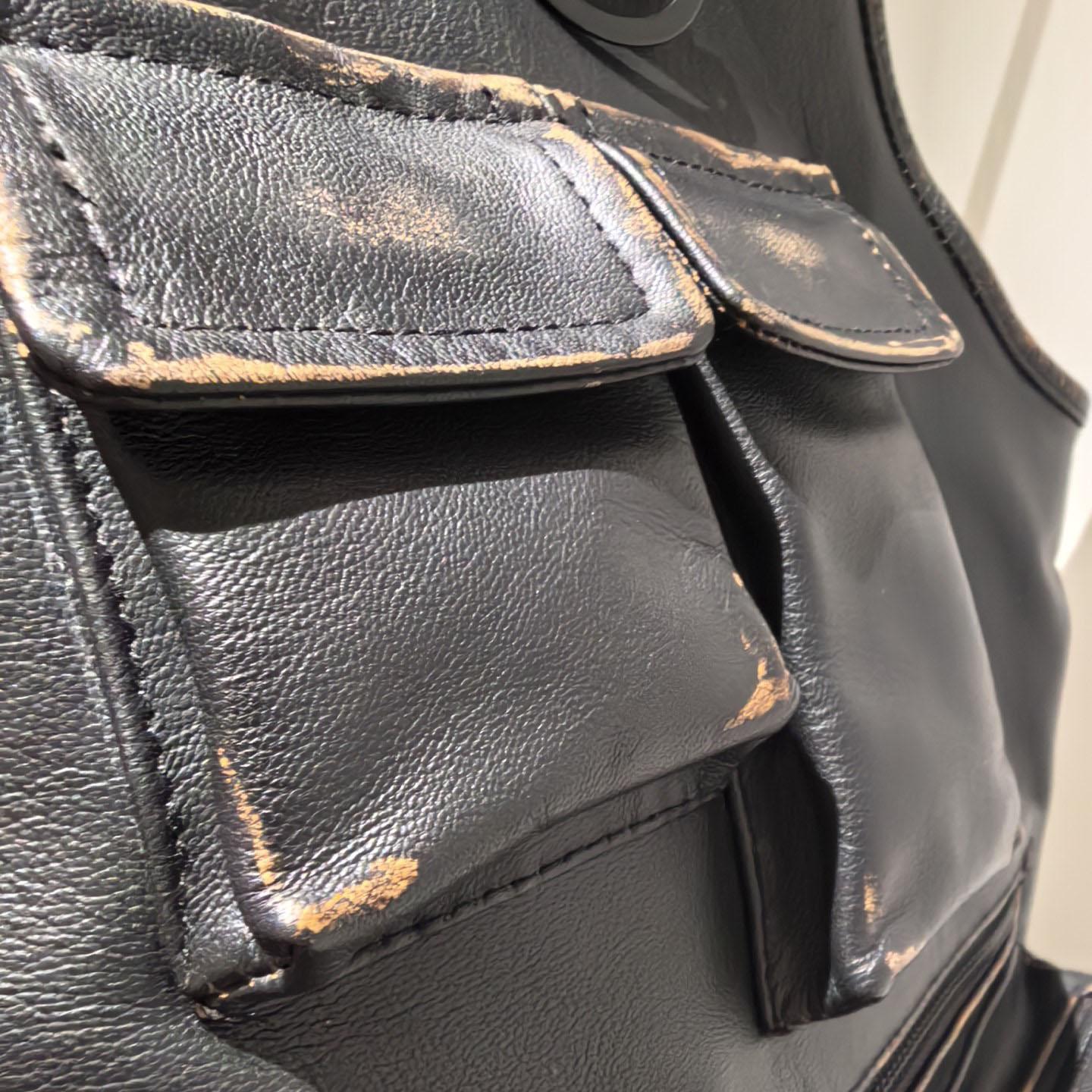 Prada Leather Cargo Vest - DesignerGu