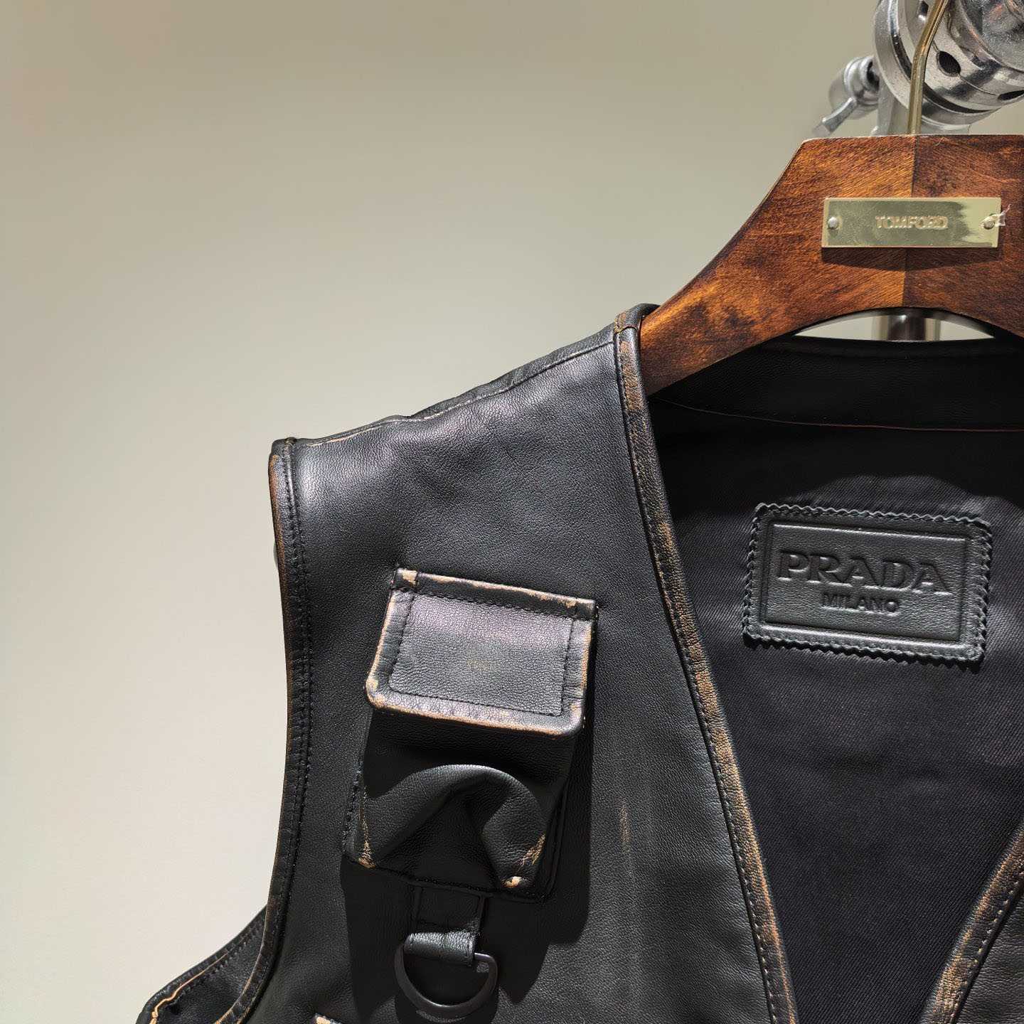 Prada Leather Cargo Vest - DesignerGu
