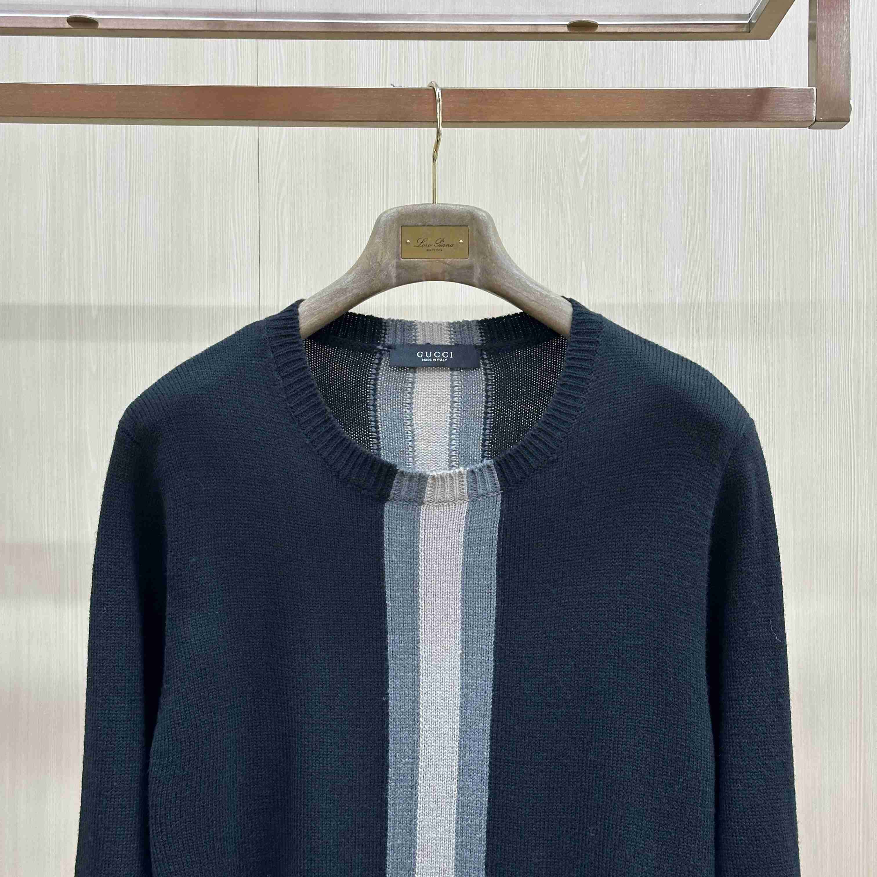 Gucci  Knit Wool Sweater With Muted Web - DesignerGu