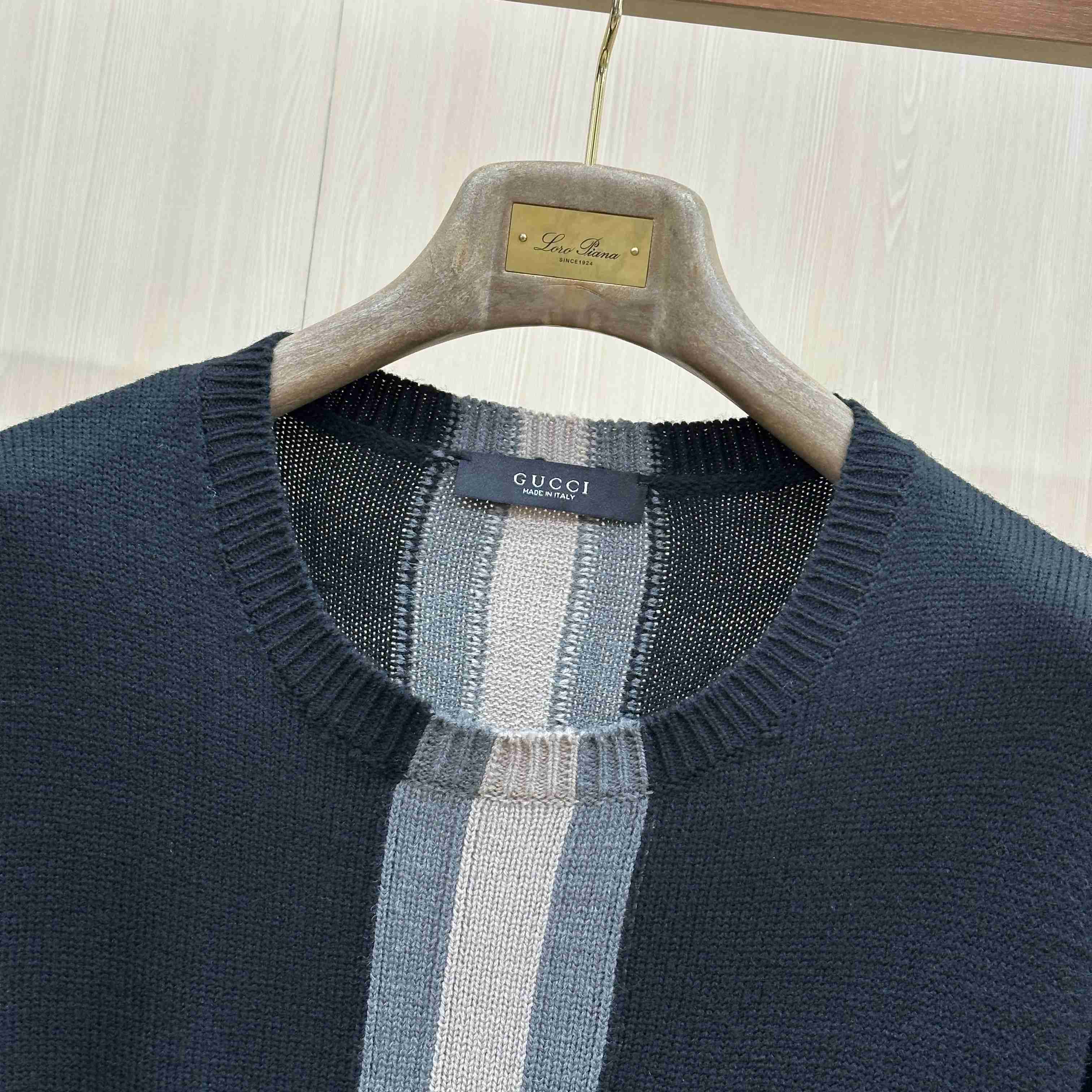 Gucci  Knit Wool Sweater With Muted Web - DesignerGu