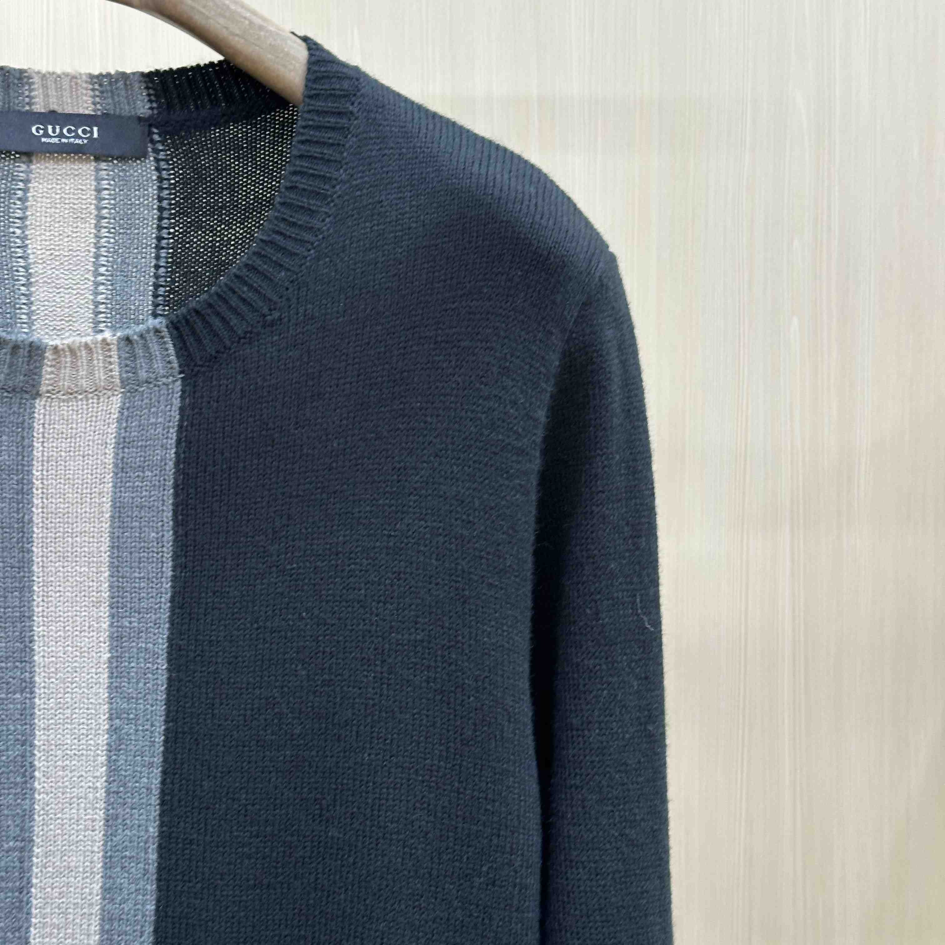 Gucci  Knit Wool Sweater With Muted Web - DesignerGu
