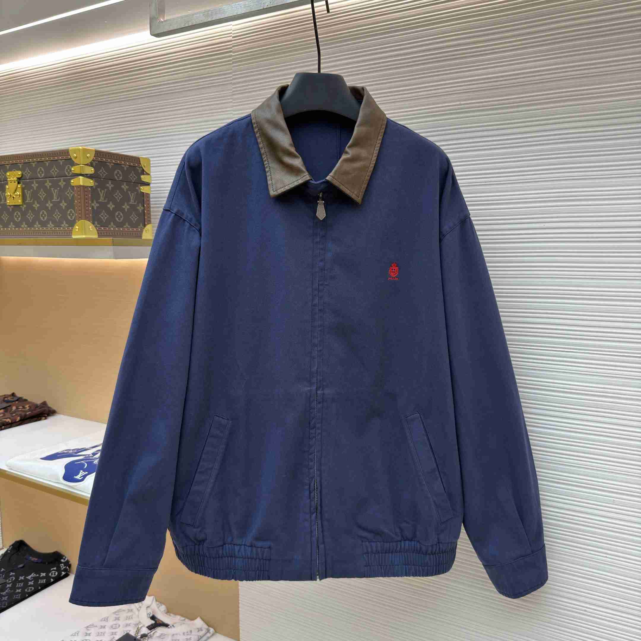 Prada Cotton Jacket With Leather Details - DesignerGu