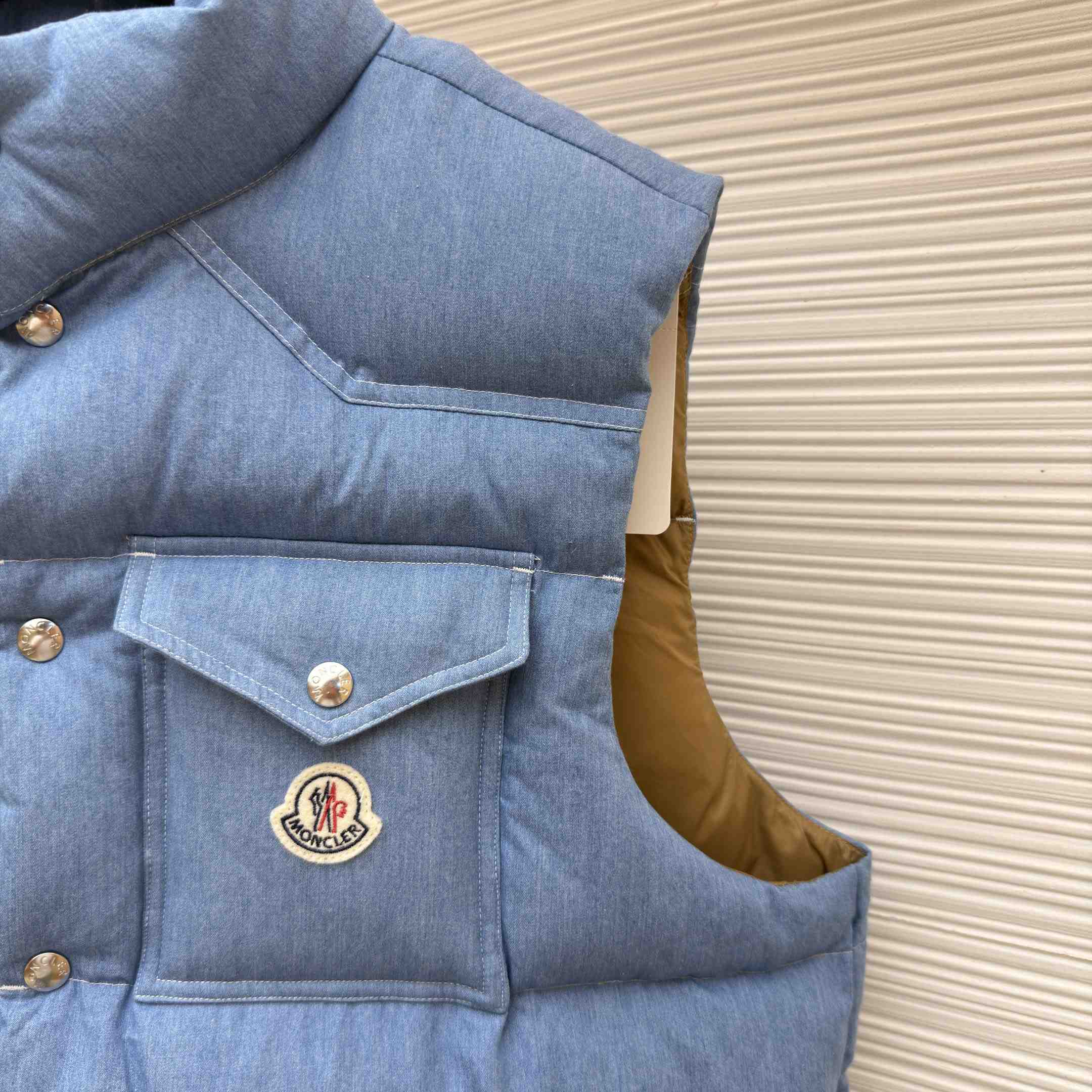 Moncler Ervional Denim Down Vest - DesignerGu