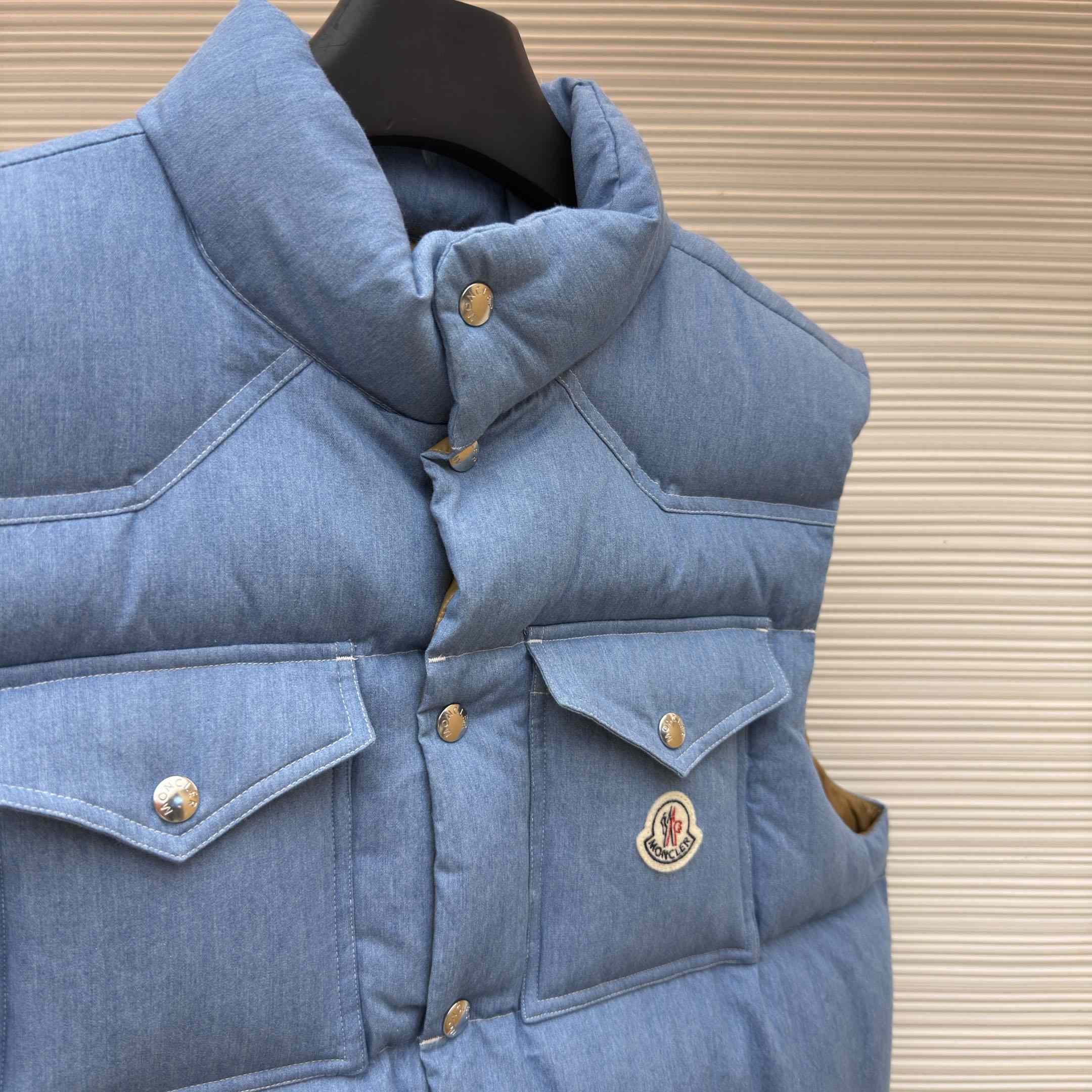 Moncler Ervional Denim Down Vest - DesignerGu