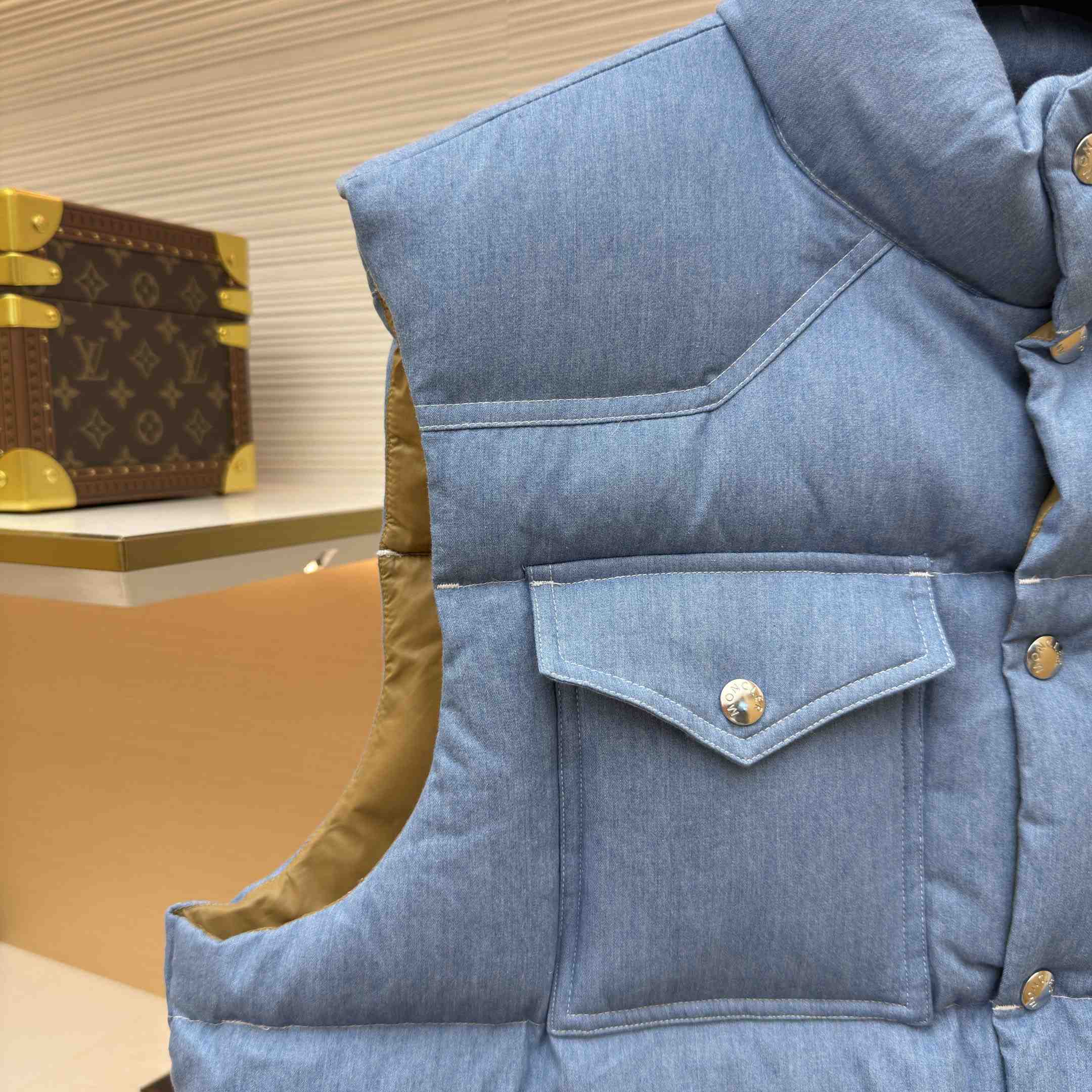 Moncler Ervional Denim Down Vest - DesignerGu