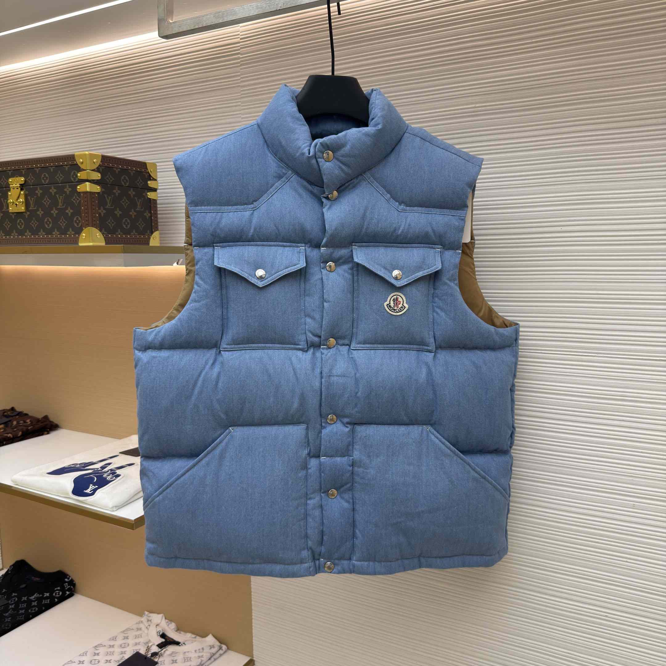 Moncler Ervional Denim Down Vest - DesignerGu