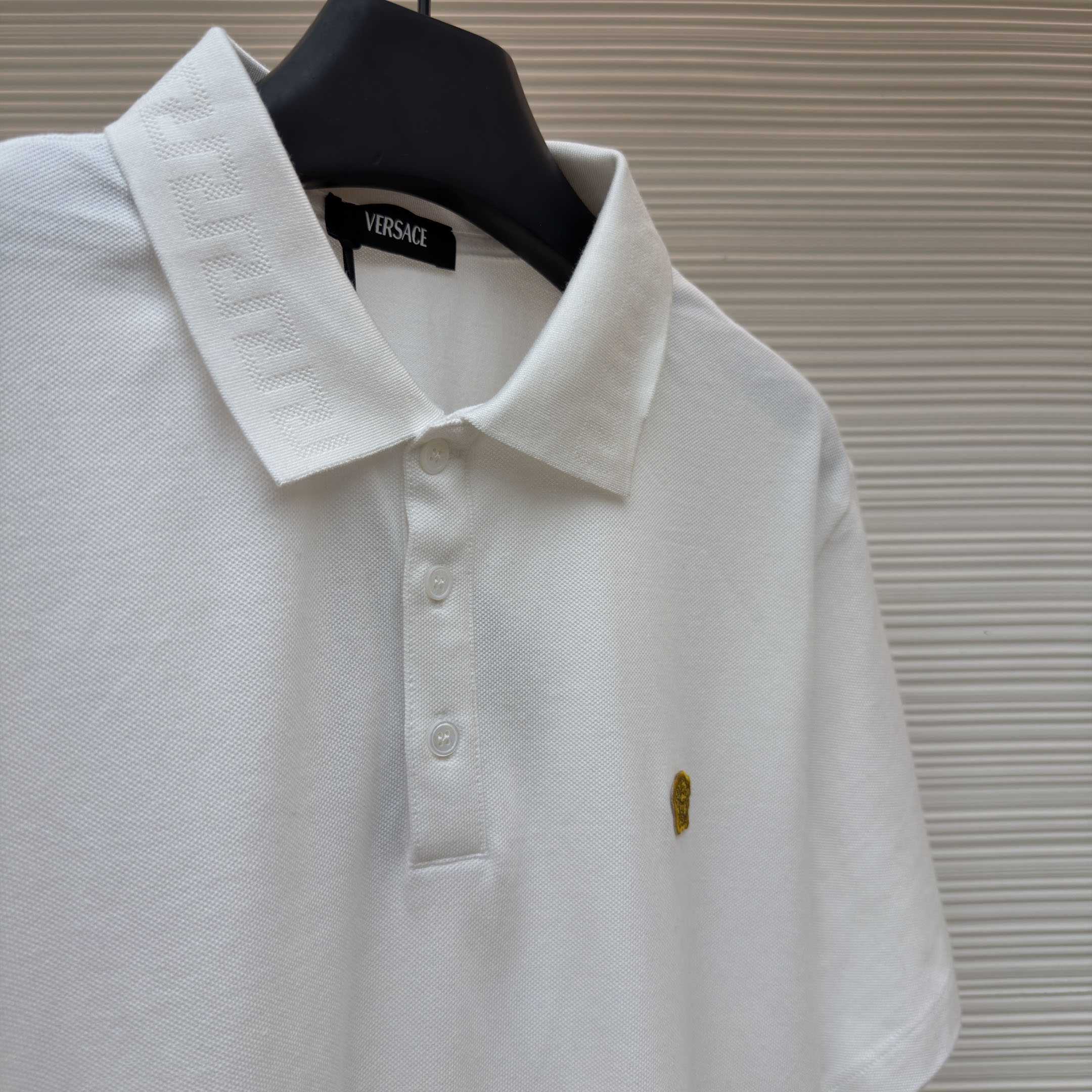 Versace Embroidered Cotton Piqué Polo - DesignerGu