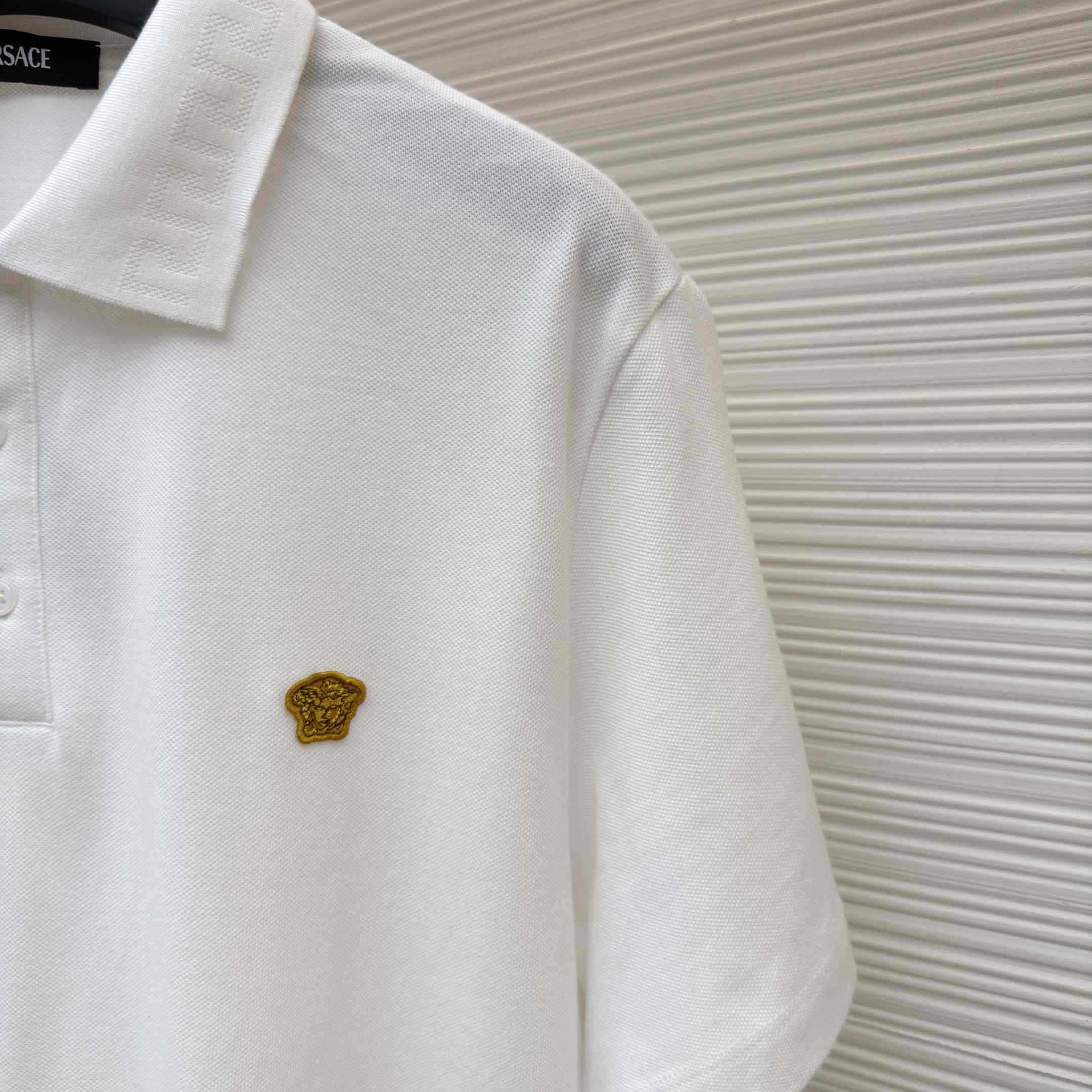 Versace Embroidered Cotton Piqué Polo - DesignerGu