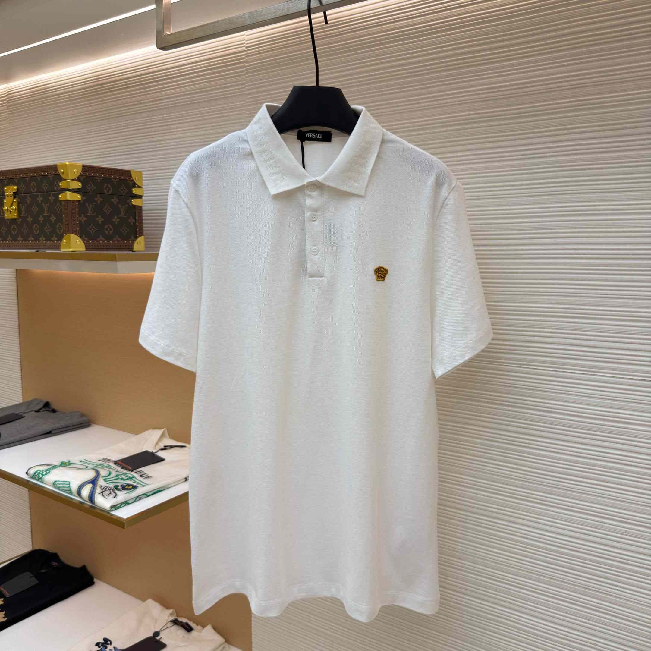 Versace Embroidered Cotton Piqué Polo - DesignerGu