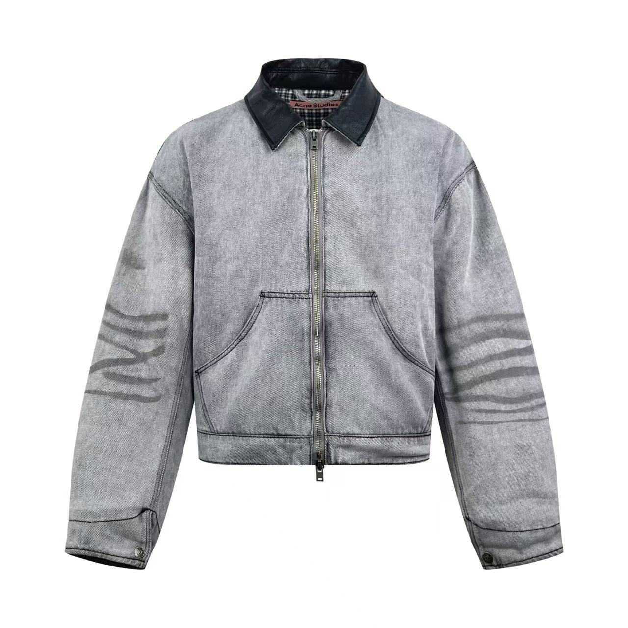 Acne Studios Leather-Trimmed Denim Jacket - DesignerGu