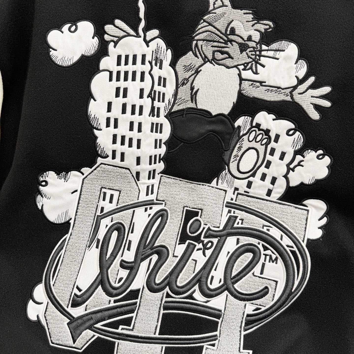 Off-White™ Black Wool Regular Collage Varsity Jacket - DesignerGu