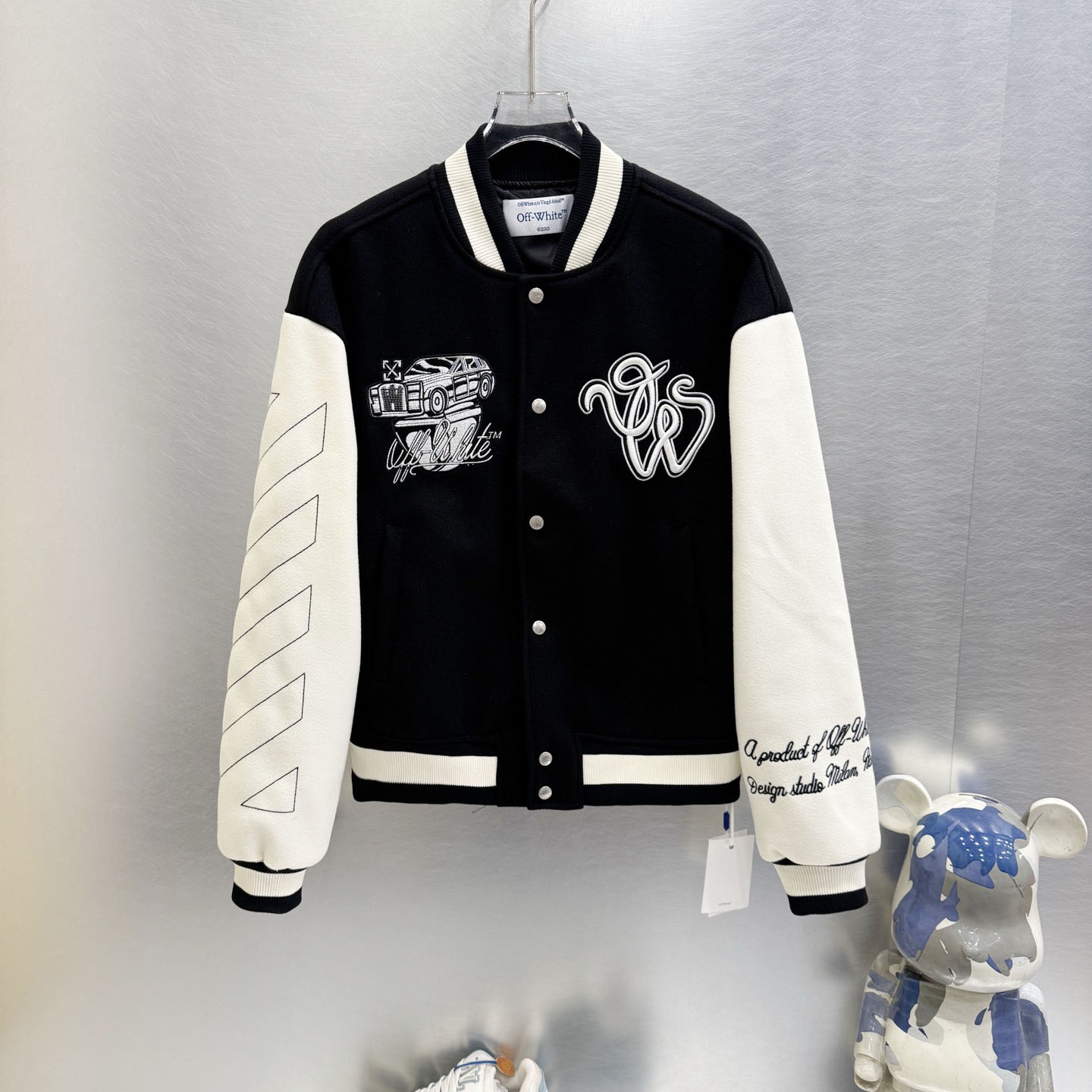 Off-White™ Black Wool Regular Collage Varsity Jacket - DesignerGu