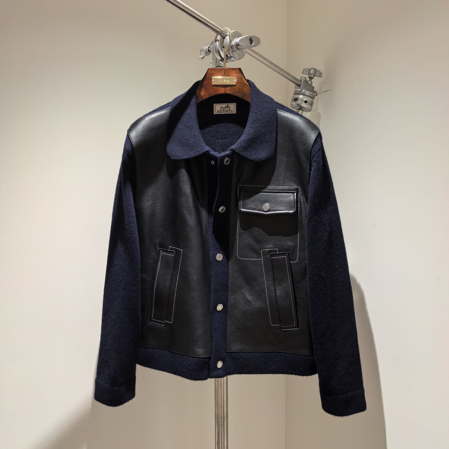 Hermes "Devant Cuir" Buttoned Jacket - DesignerGu