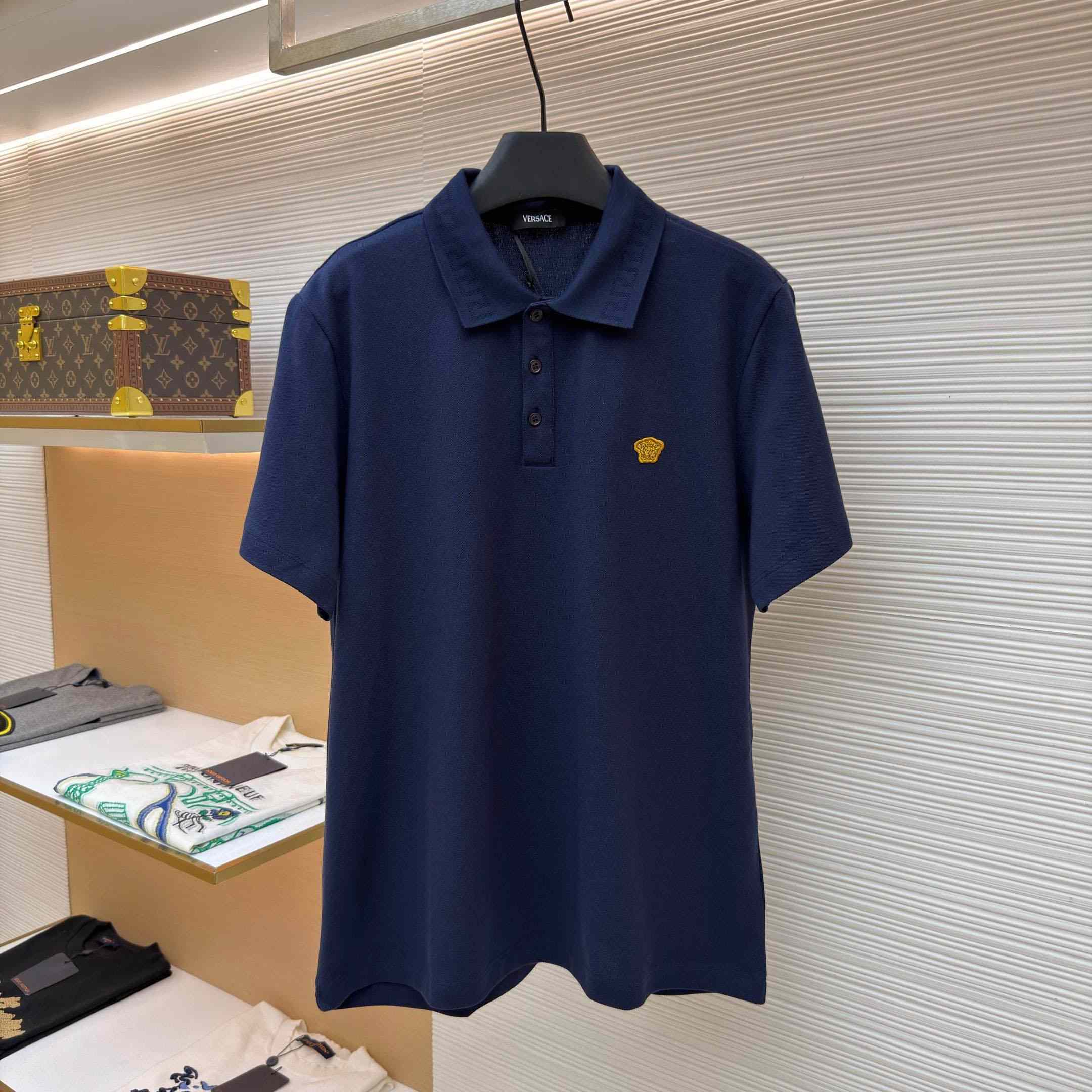 Versace Embroidered Cotton Piqué Polo - DesignerGu
