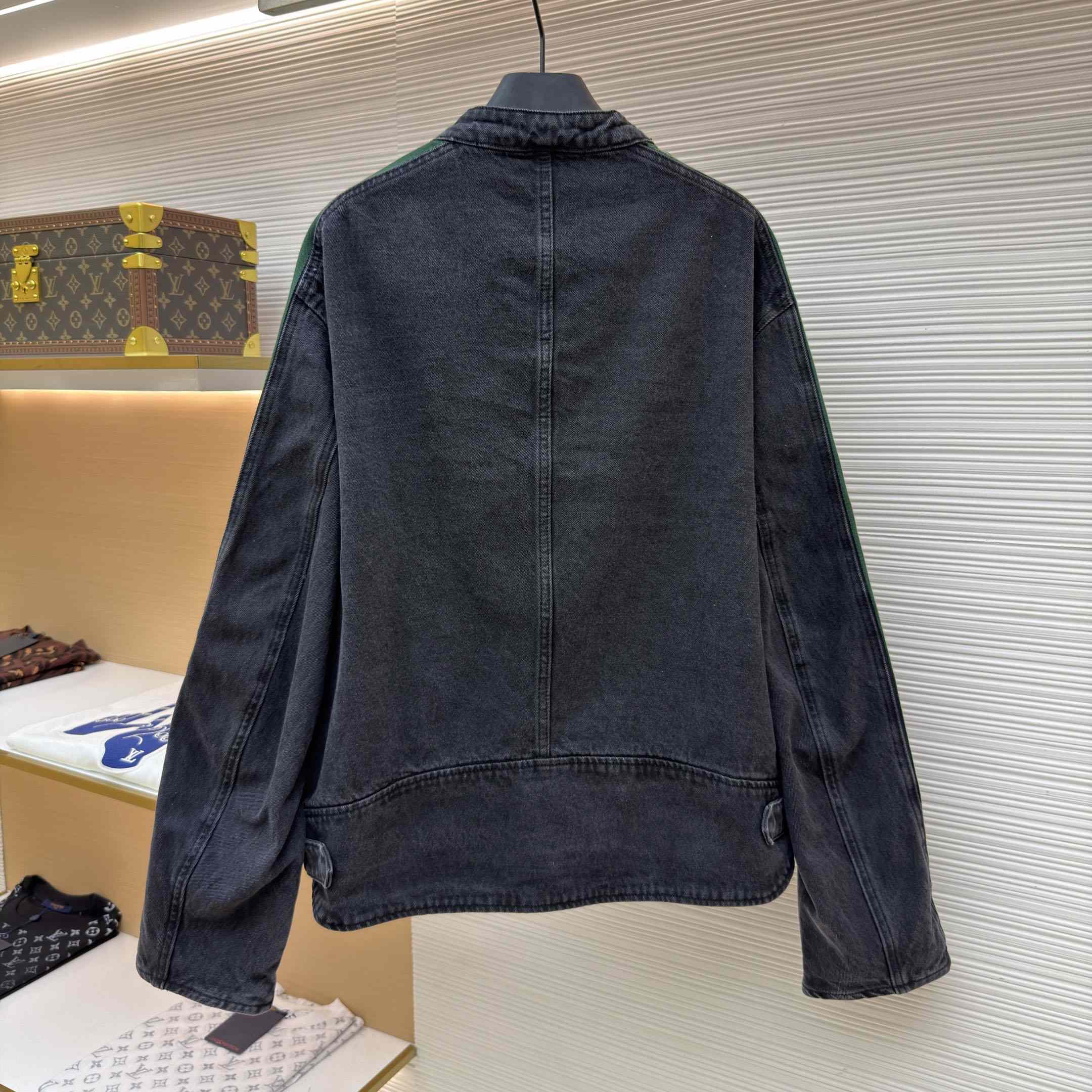 Gucci Cotton Denim Biker Jacket With Web - DesignerGu