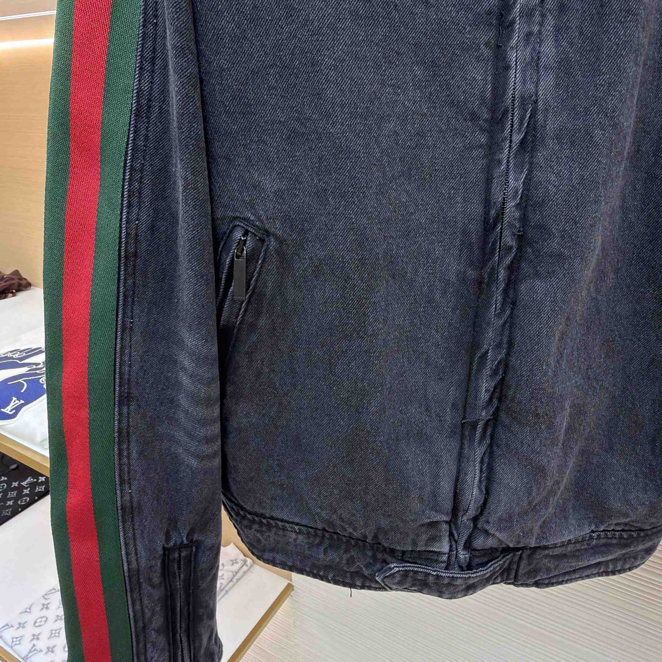 Gucci Cotton Denim Biker Jacket With Web - DesignerGu