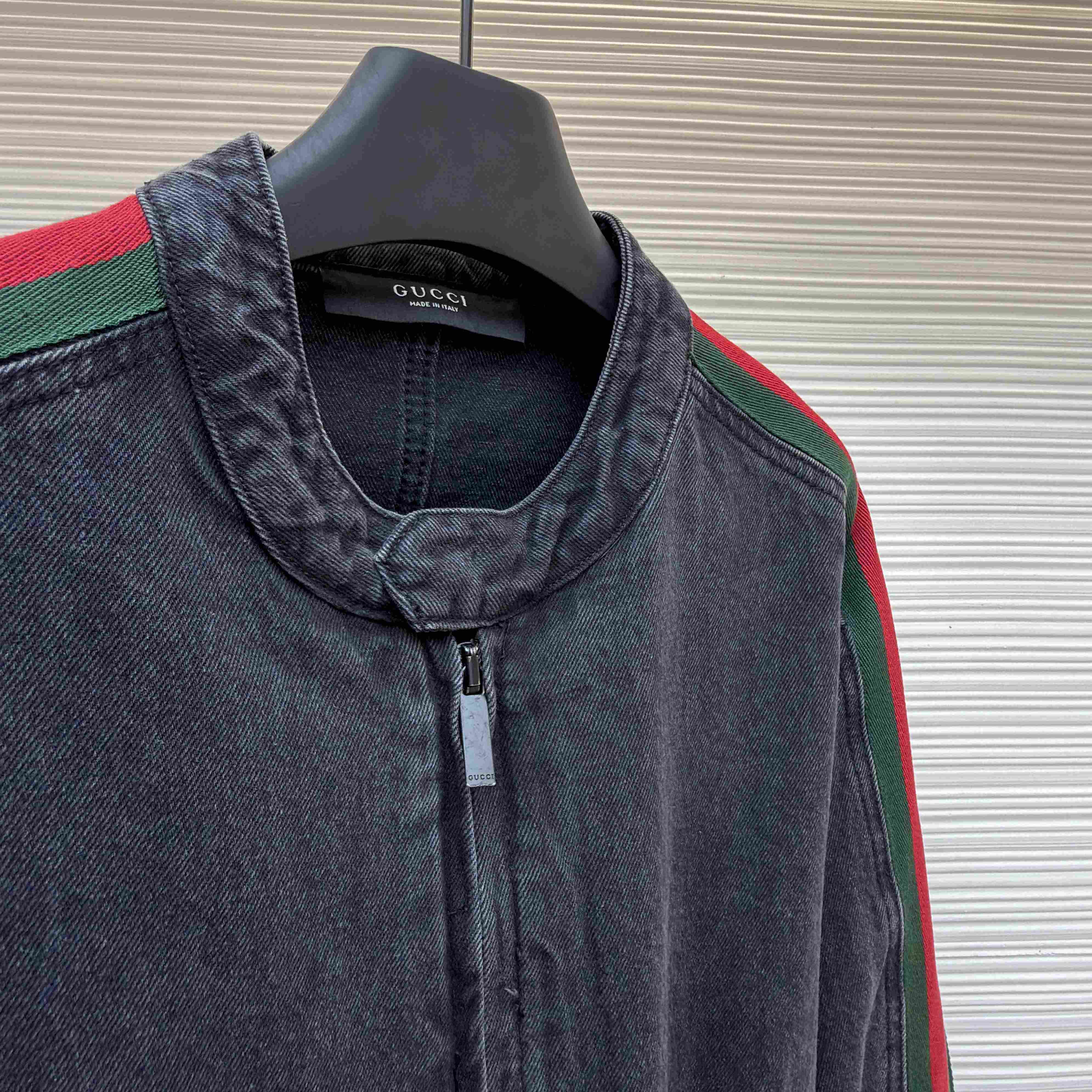 Gucci Cotton Denim Biker Jacket With Web - DesignerGu