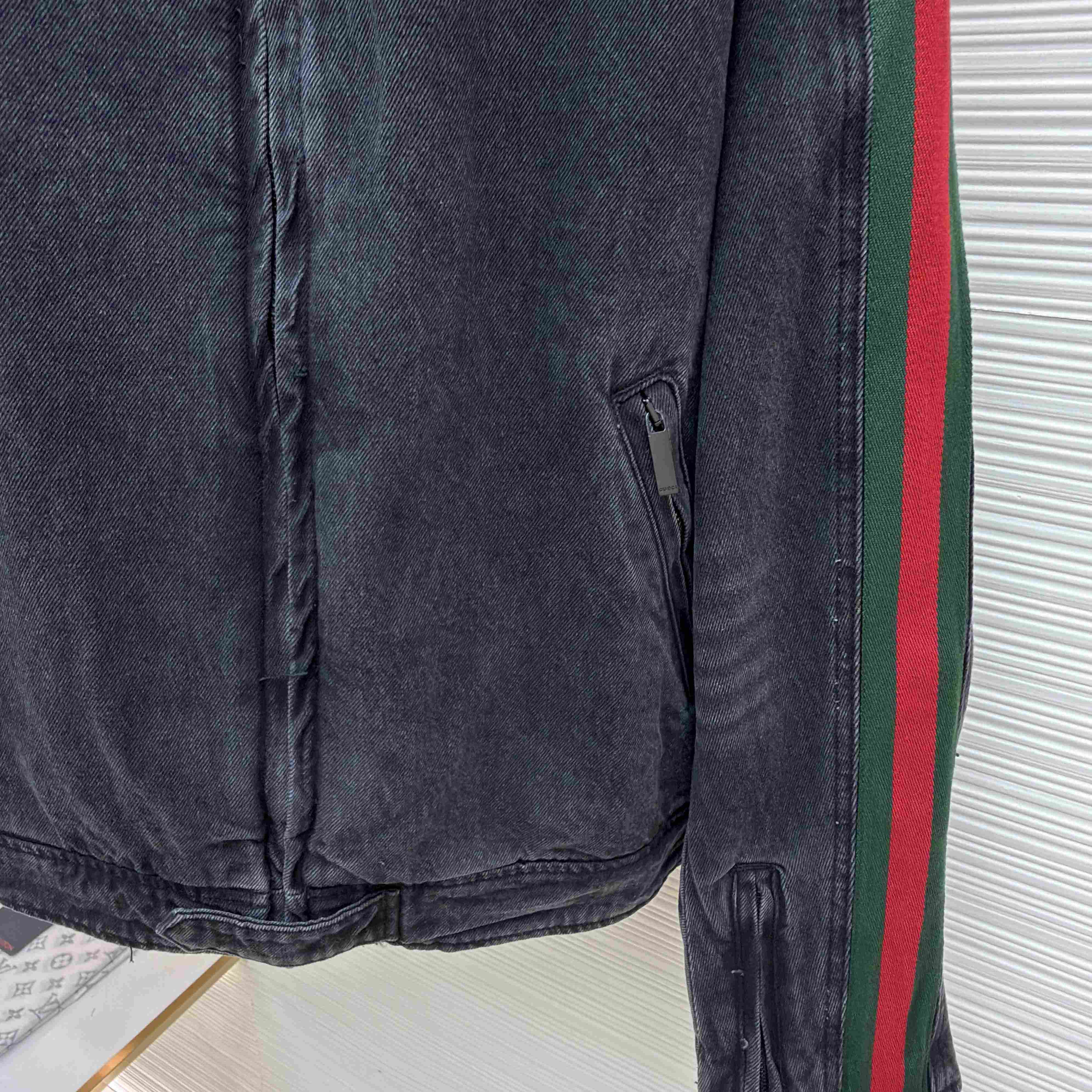 Gucci Cotton Denim Biker Jacket With Web - DesignerGu