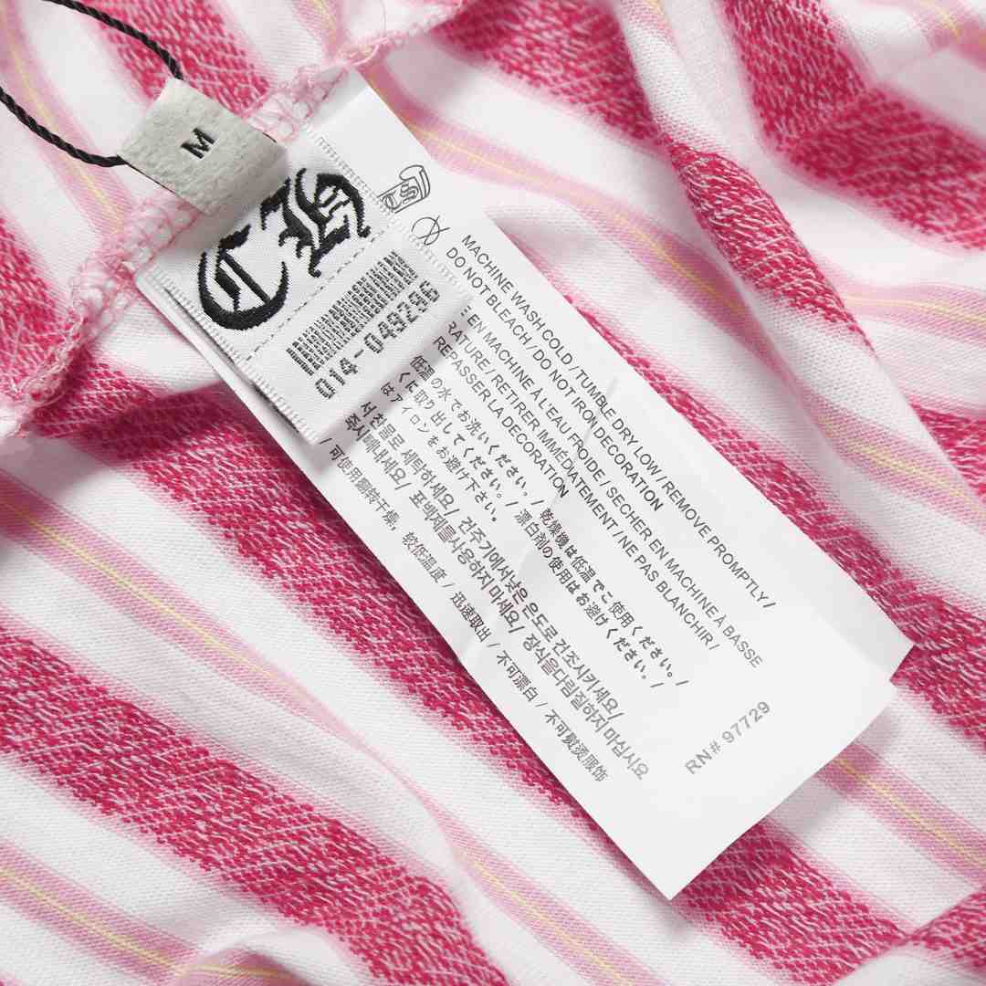 Chrome Hearts Cross Stripe Long Sleeve Polo Shirt Pink - DesignerGu